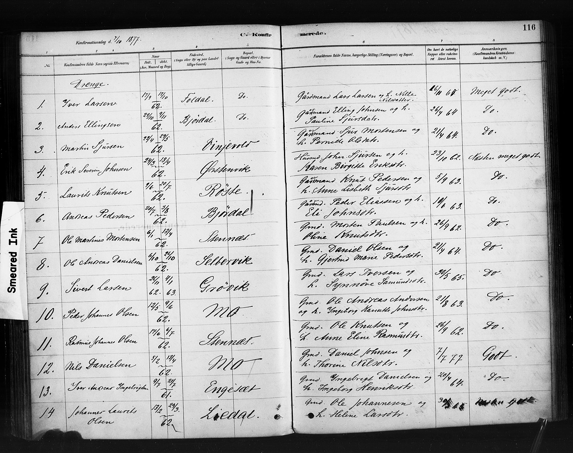 Ministerialprotokoller, klokkerbøker og fødselsregistre - Møre og Romsdal, AV/SAT-A-1454/513/L0176: Parish register (official) no. 513A03, 1877-1889, p. 116