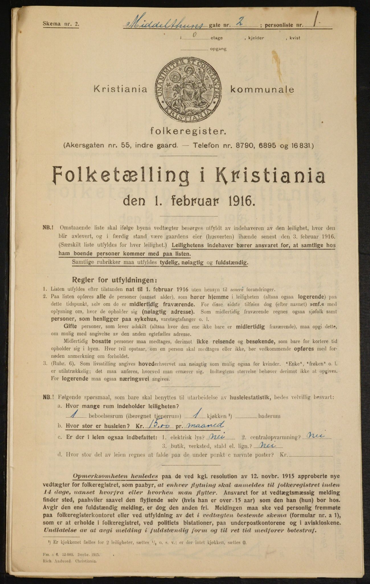 OBA, Municipal Census 1916 for Kristiania, 1916, p. 66964