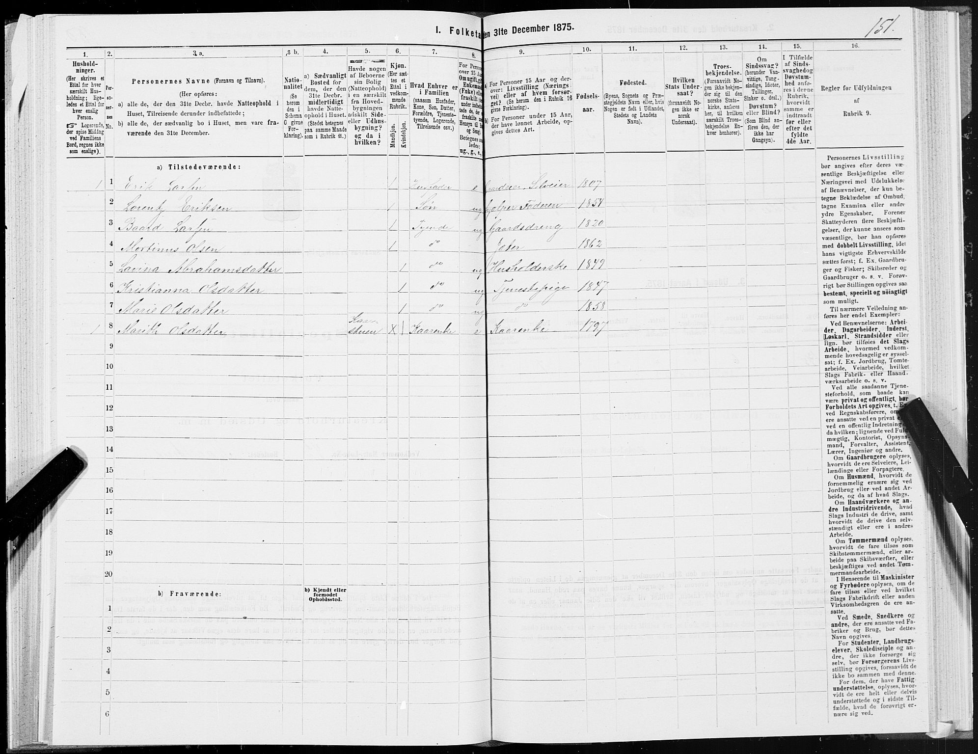 SAT, 1875 census for 1736P Snåsa, 1875, p. 1151