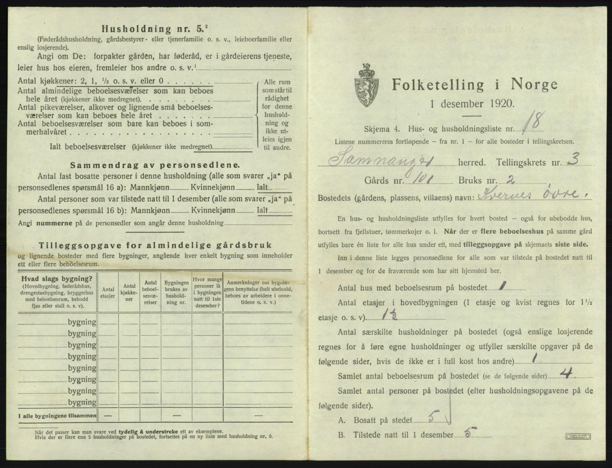 SAB, 1920 census for Samnanger, 1920, p. 194