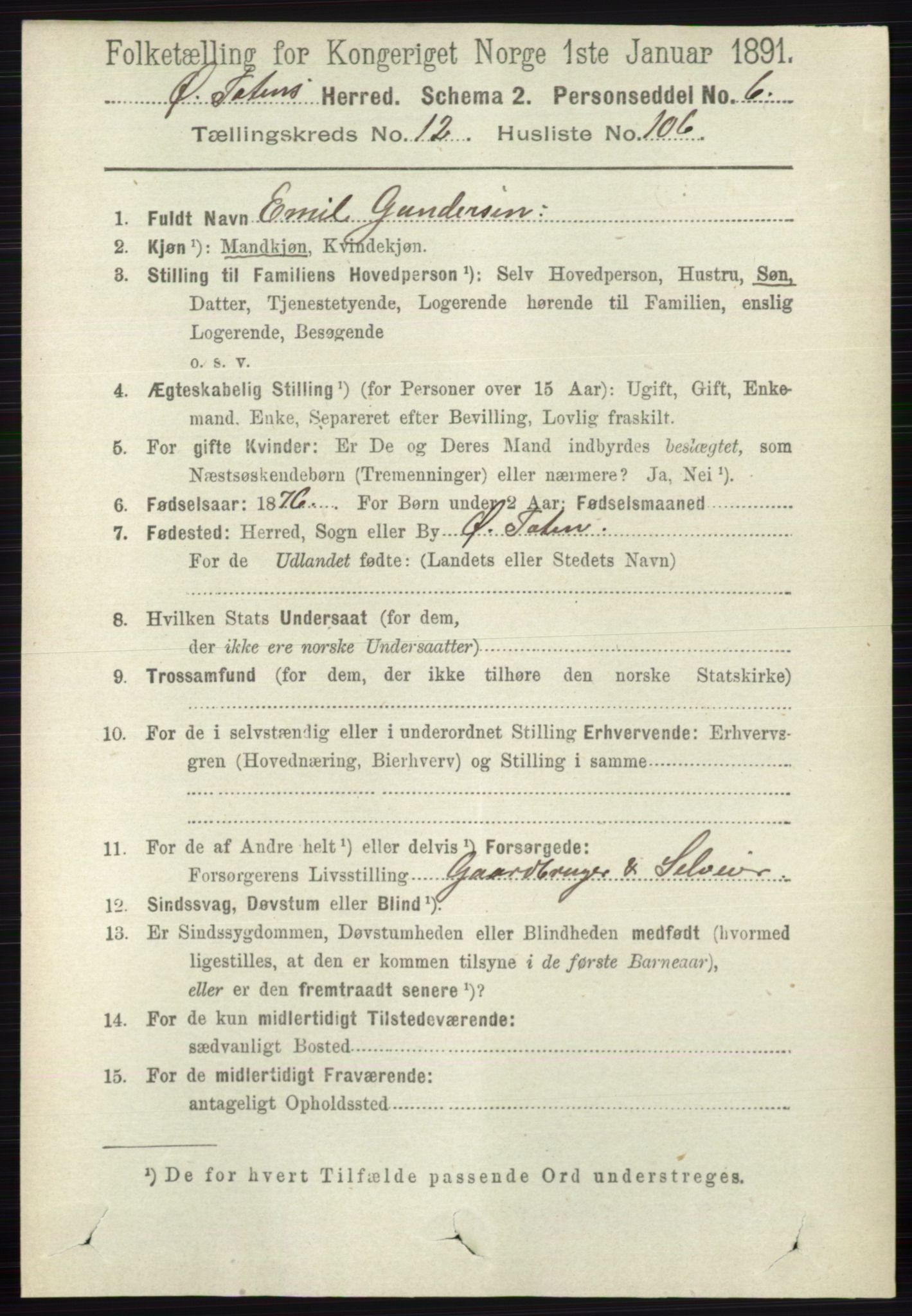 RA, 1891 census for 0528 Østre Toten, 1891, p. 8321