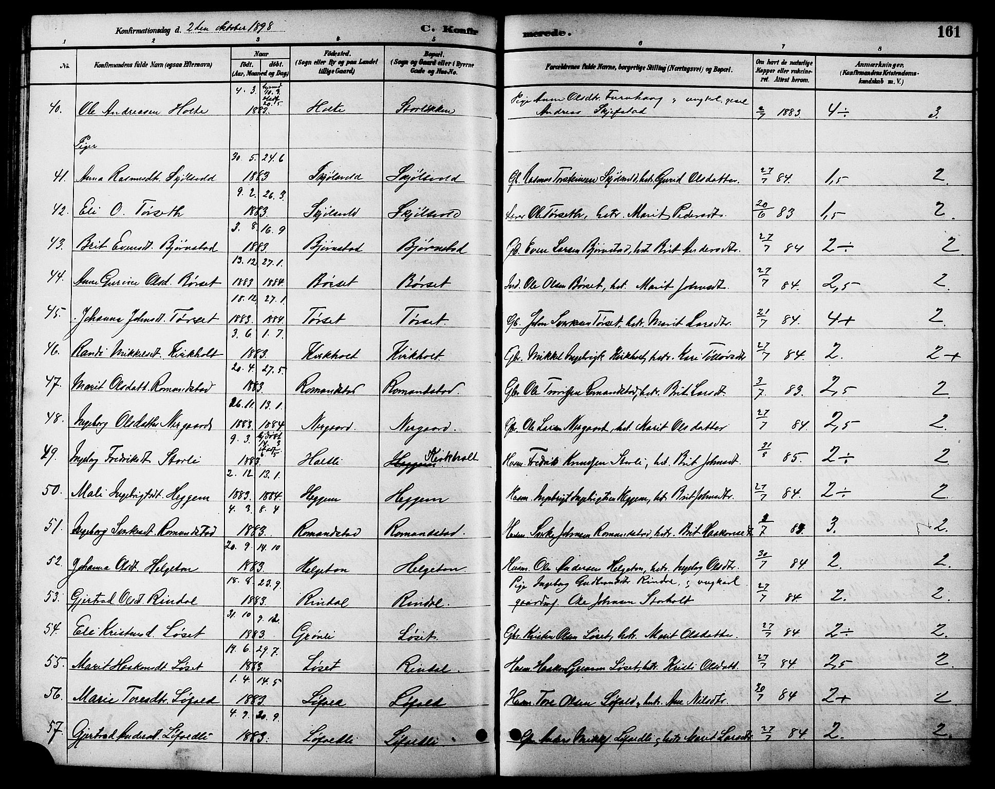 Ministerialprotokoller, klokkerbøker og fødselsregistre - Møre og Romsdal, SAT/A-1454/598/L1078: Parish register (copy) no. 598C03, 1892-1909, p. 161