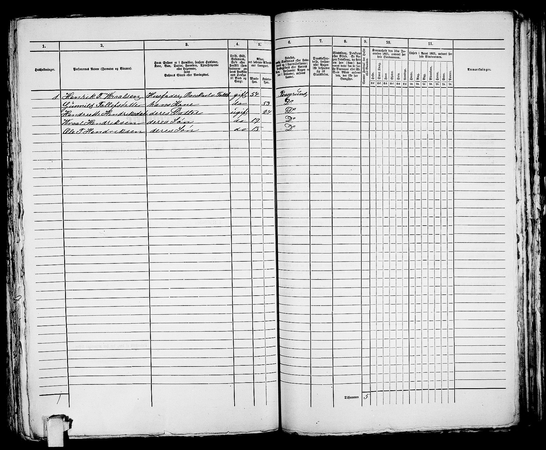 RA, 1865 census for Porsgrunn, 1865, p. 359