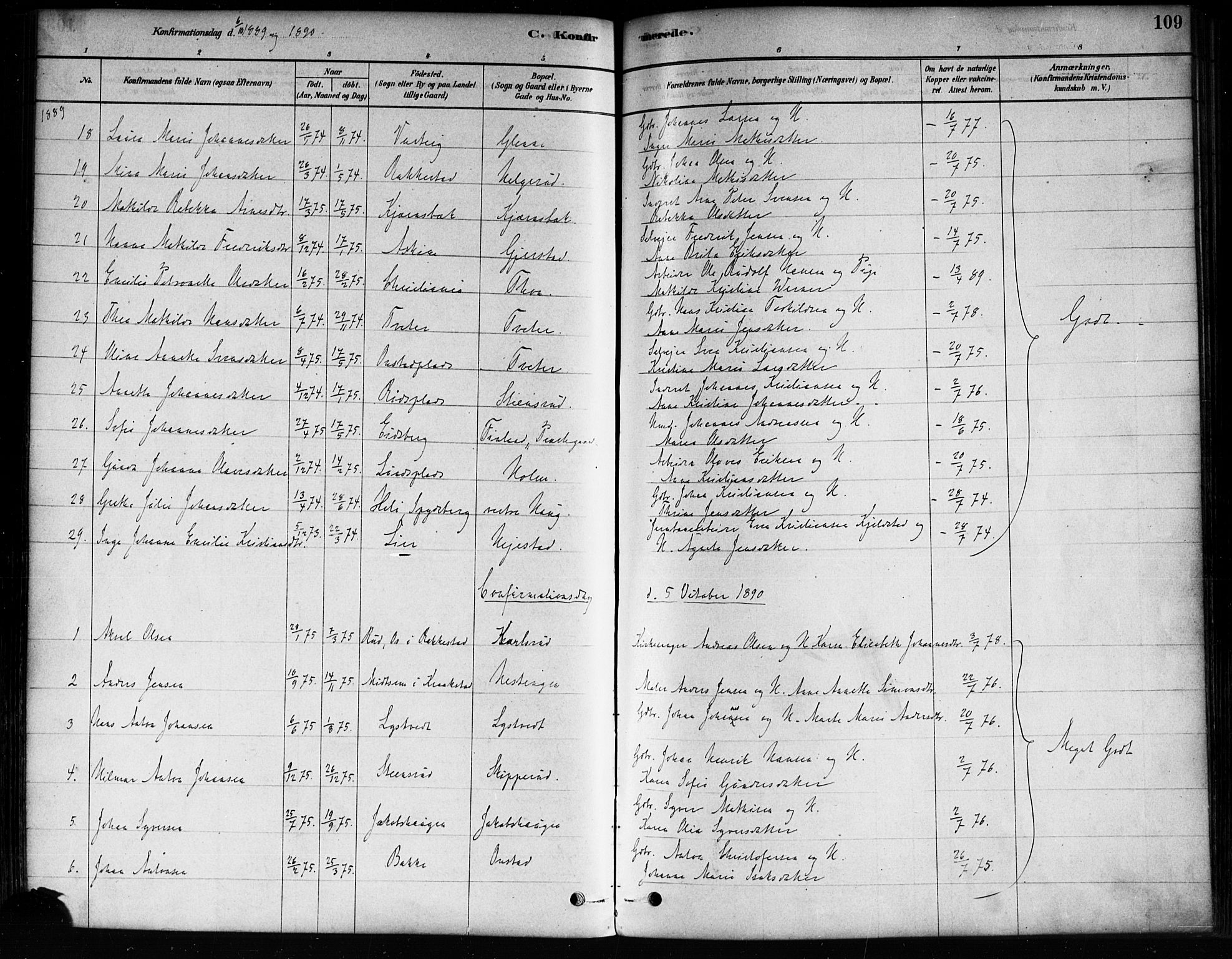 Skiptvet prestekontor Kirkebøker, AV/SAO-A-20009/F/Fa/L0009: Parish register (official) no. 9, 1878-1900, p. 109