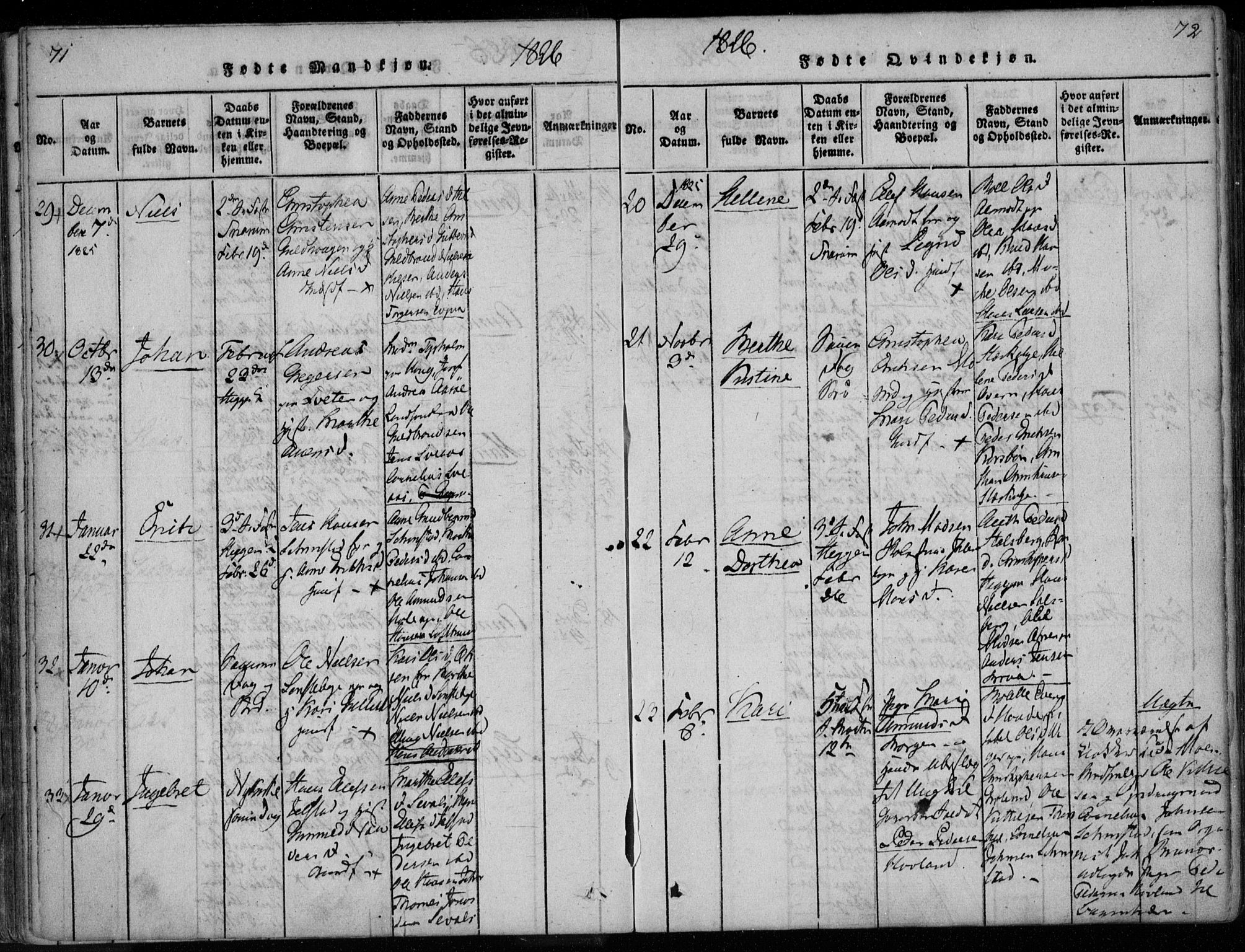 Modum kirkebøker, AV/SAKO-A-234/F/Fa/L0005: Parish register (official) no. 5, 1824-1841, p. 71-72