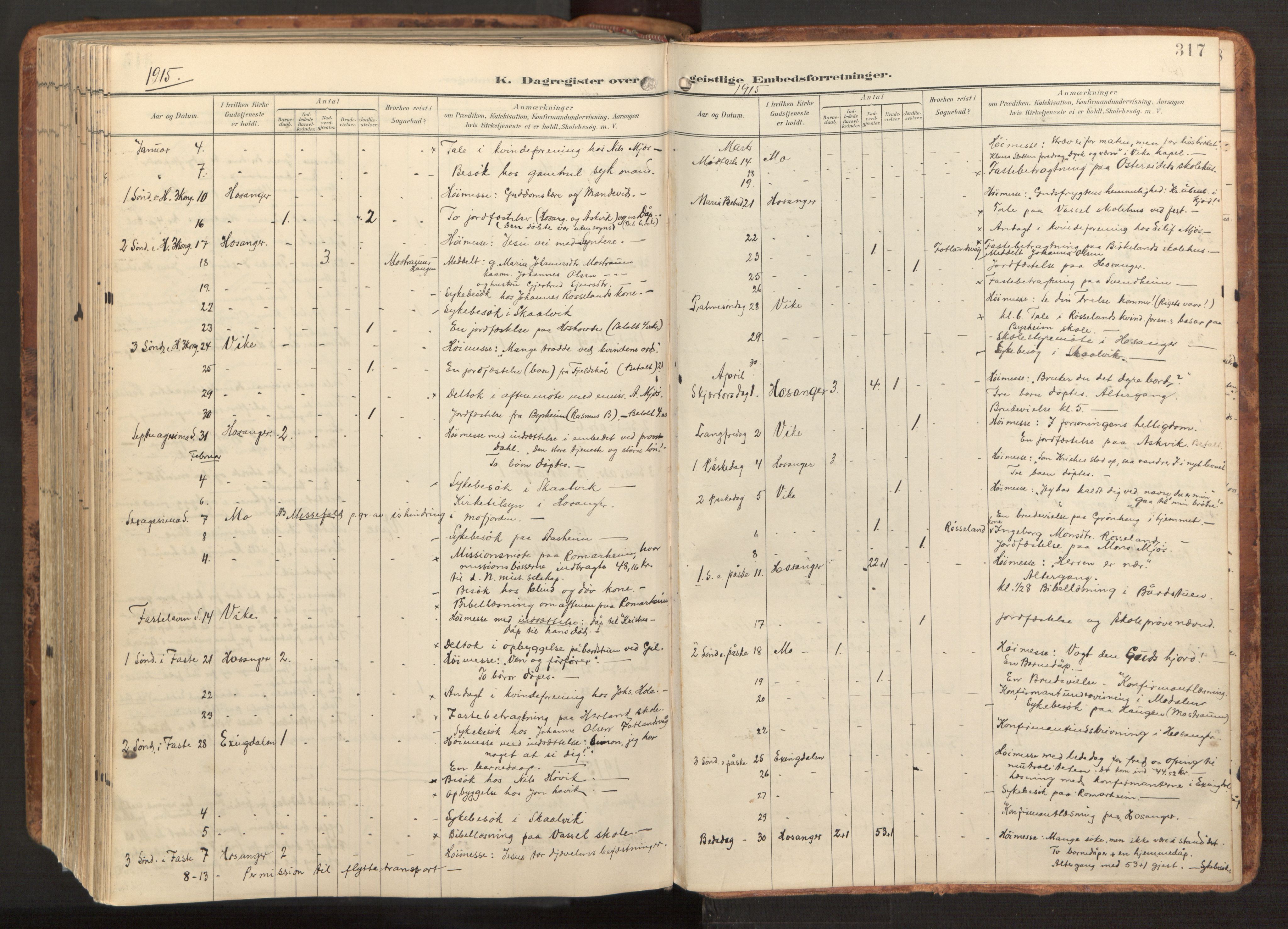 Hosanger sokneprestembete, AV/SAB-A-75801/H/Haa: Parish register (official) no. B 2, 1897-1923, p. 317