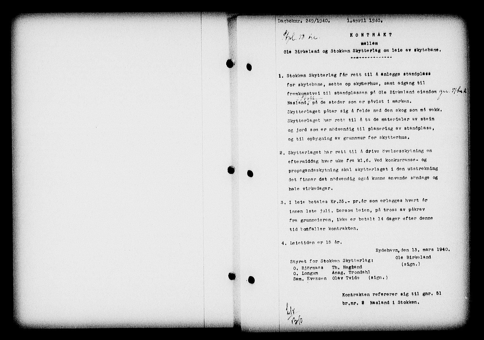Nedenes sorenskriveri, SAK/1221-0006/G/Gb/Gba/L0047: Mortgage book no. A-I, 1939-1940, Diary no: : 249/1940