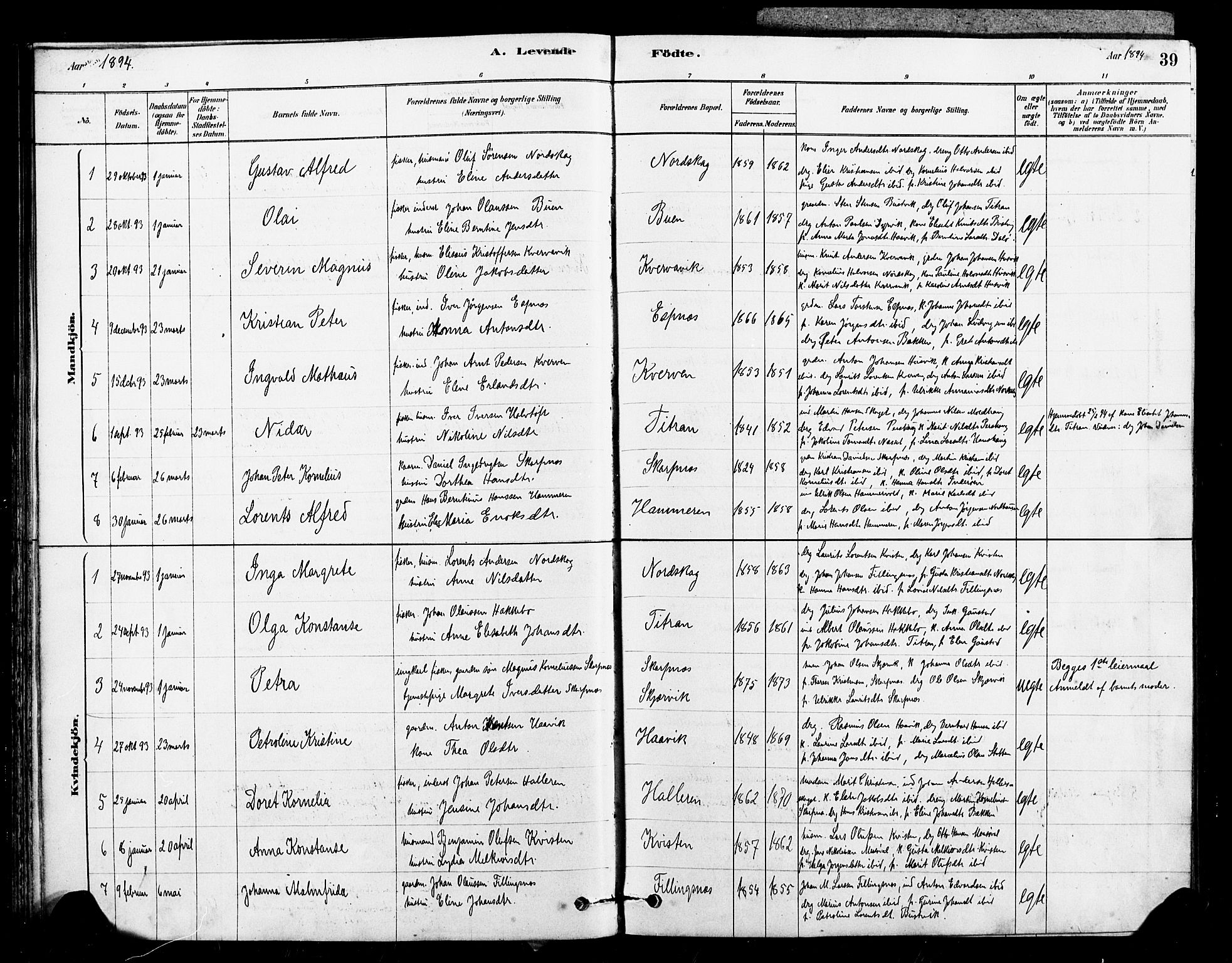 Ministerialprotokoller, klokkerbøker og fødselsregistre - Sør-Trøndelag, SAT/A-1456/641/L0595: Parish register (official) no. 641A01, 1882-1897, p. 39