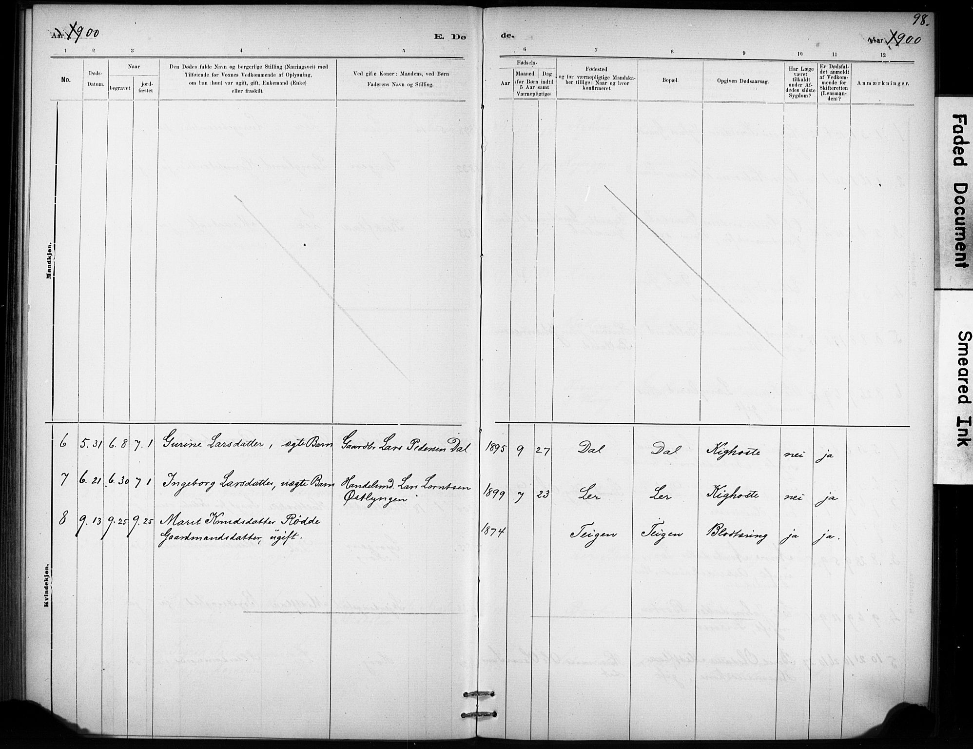 Ministerialprotokoller, klokkerbøker og fødselsregistre - Sør-Trøndelag, AV/SAT-A-1456/693/L1119: Parish register (official) no. 693A01, 1887-1905, p. 98