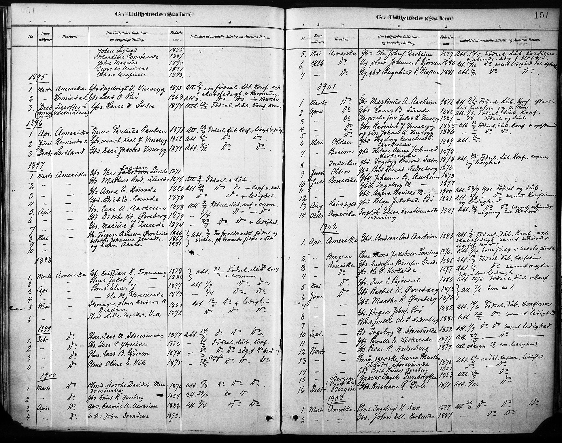 Stryn Sokneprestembete, AV/SAB-A-82501: Parish register (official) no. B 1, 1878-1907, p. 151