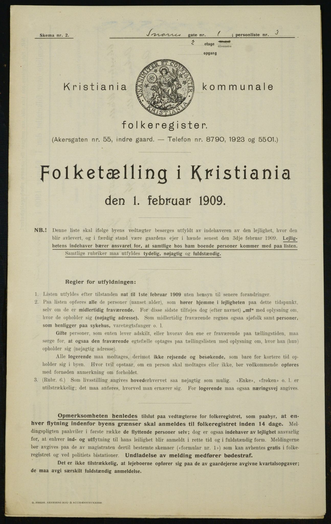 OBA, Municipal Census 1909 for Kristiania, 1909, p. 88952