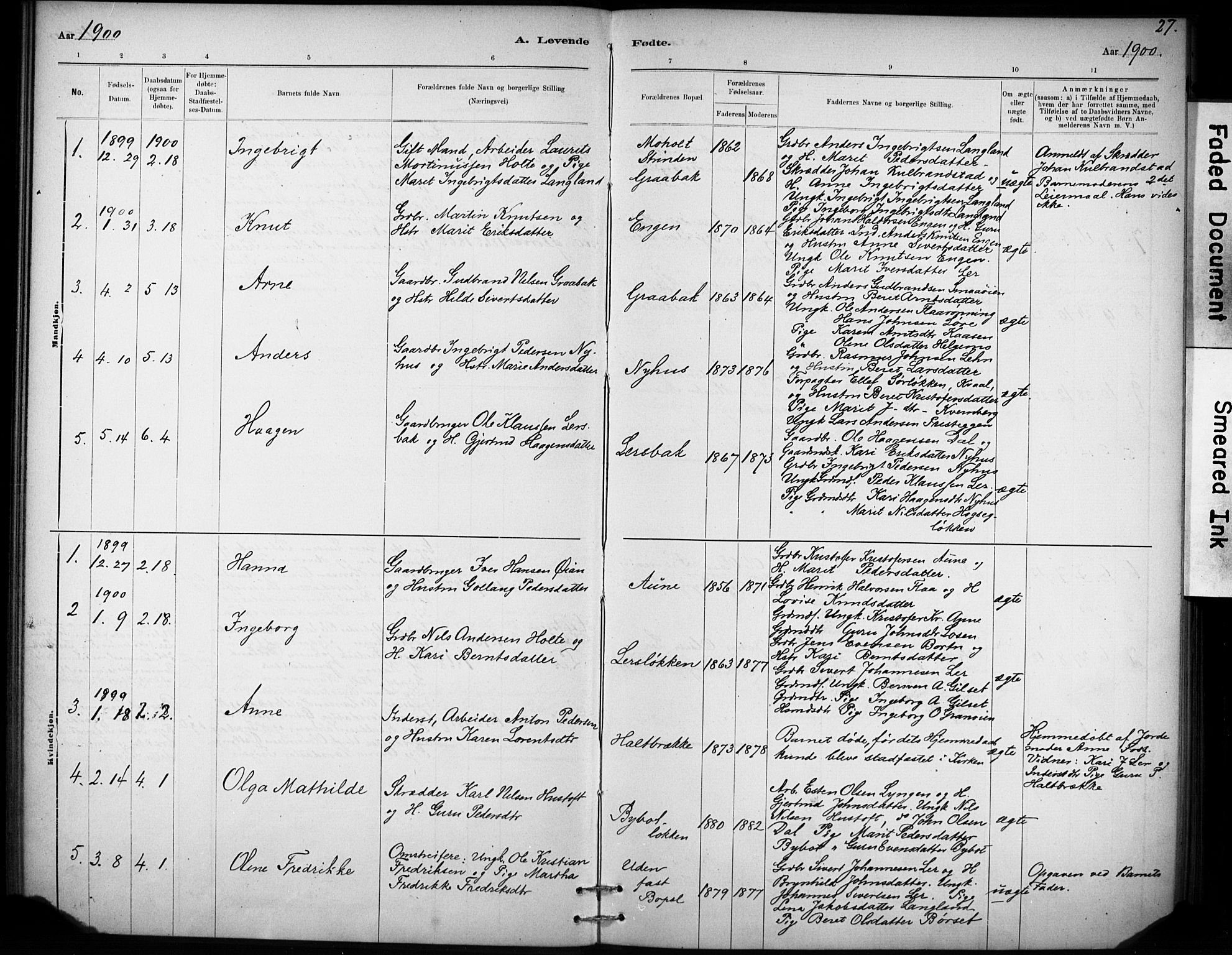 Ministerialprotokoller, klokkerbøker og fødselsregistre - Sør-Trøndelag, SAT/A-1456/693/L1119: Parish register (official) no. 693A01, 1887-1905, p. 27