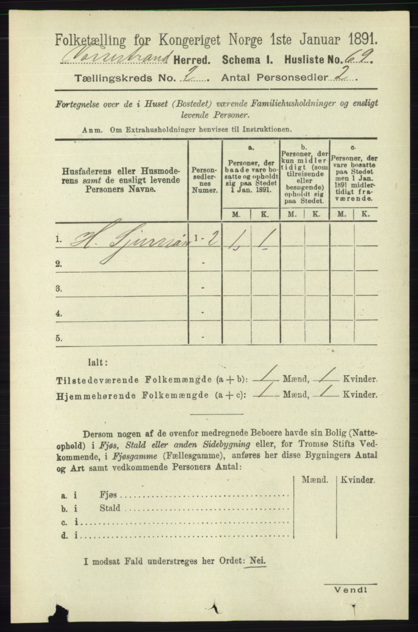 RA, 1891 census for 1236 Vossestrand, 1891, p. 710