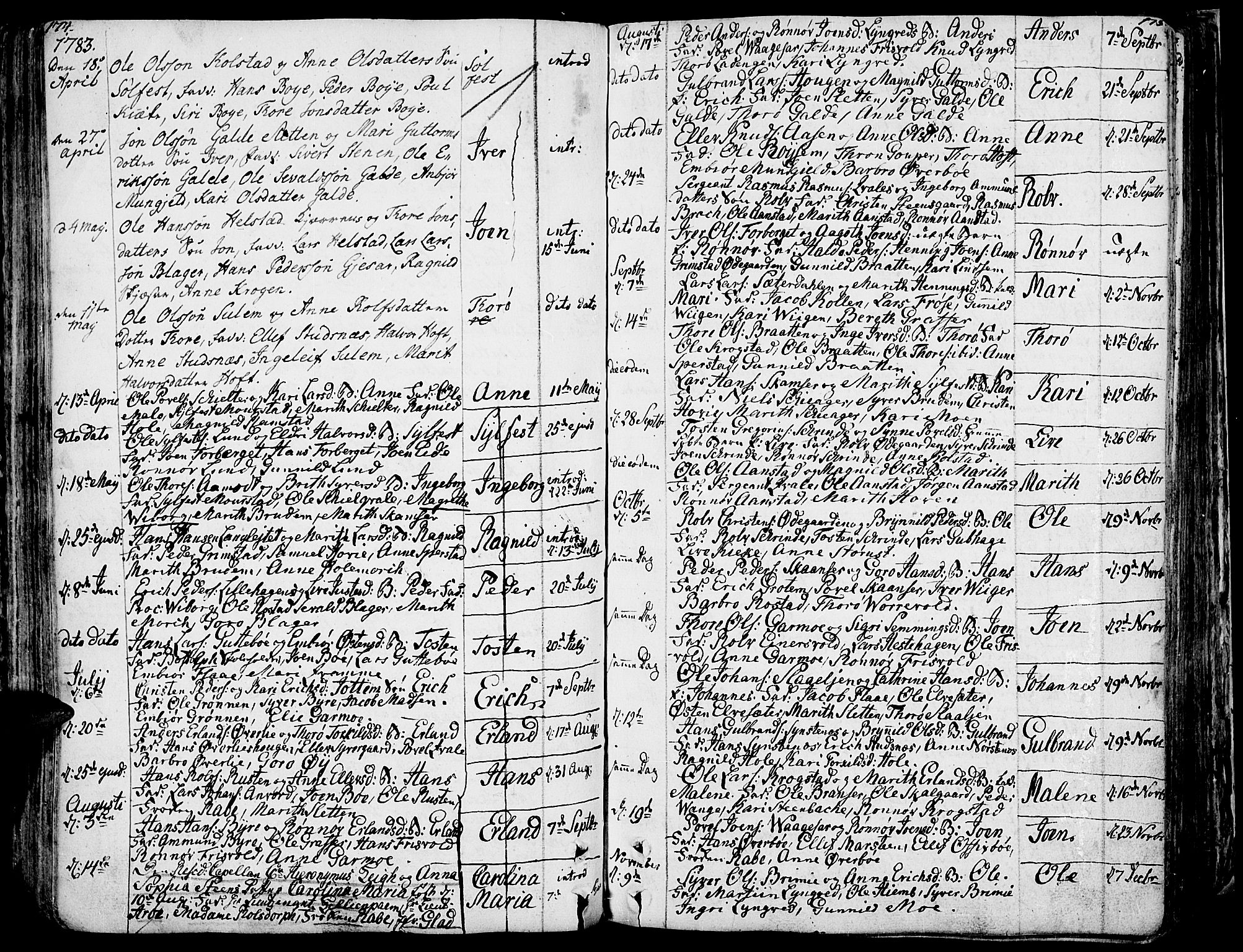 Lom prestekontor, AV/SAH-PREST-070/K/L0002: Parish register (official) no. 2, 1749-1801, p. 174-175