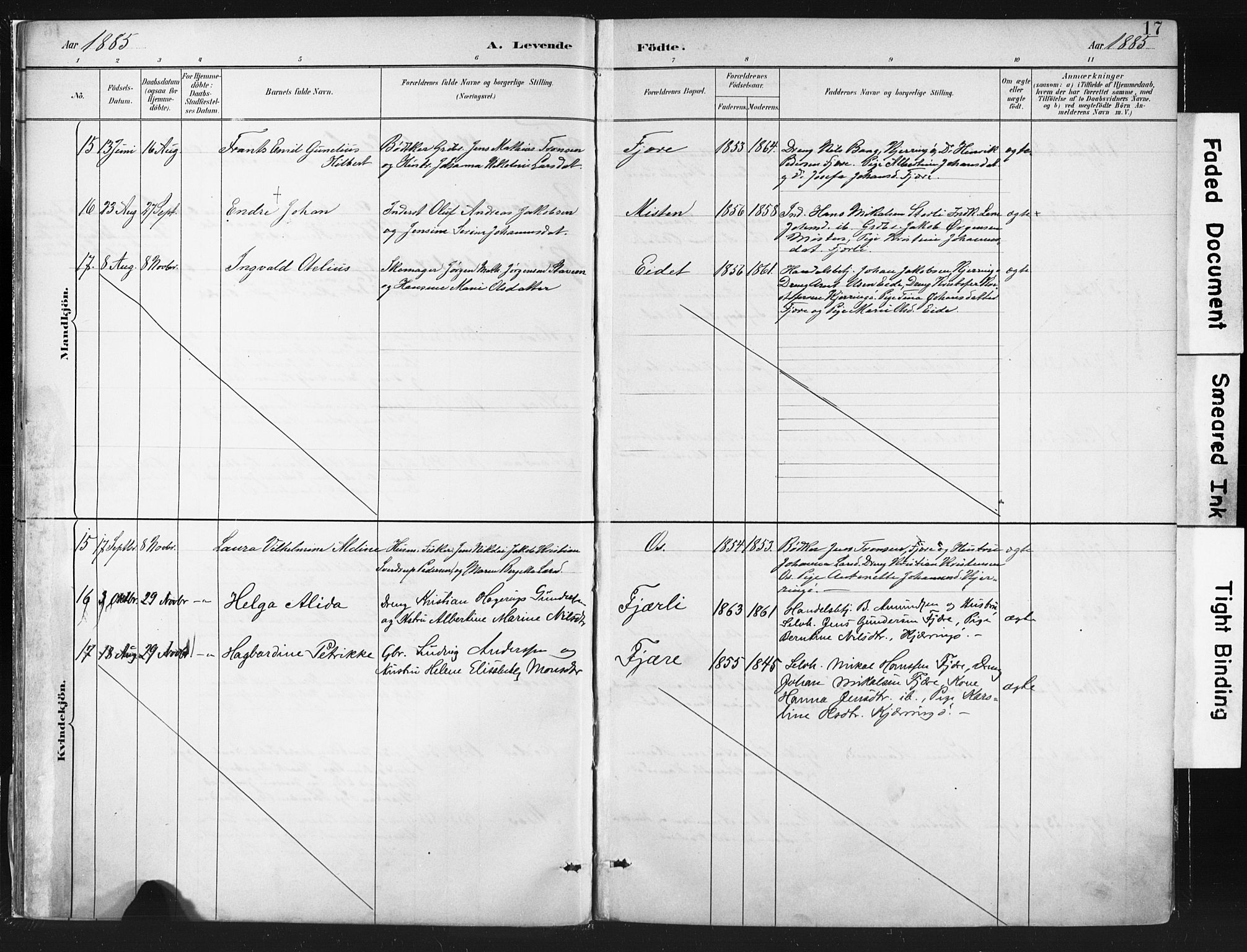 Ministerialprotokoller, klokkerbøker og fødselsregistre - Nordland, AV/SAT-A-1459/803/L0071: Parish register (official) no. 803A01, 1881-1897, p. 17