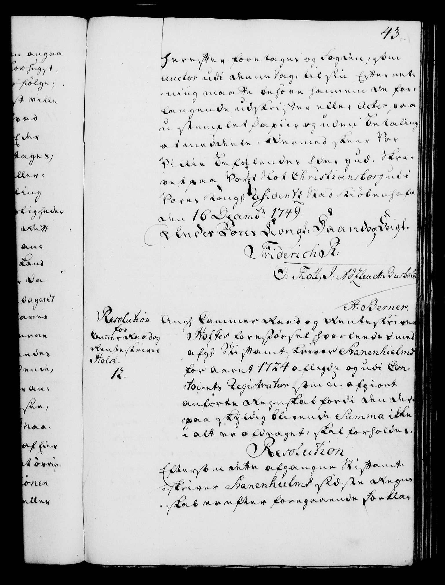 Rentekammeret, Kammerkanselliet, RA/EA-3111/G/Gg/Gga/L0006: Norsk ekspedisjonsprotokoll med register (merket RK 53.6), 1749-1759, p. 43