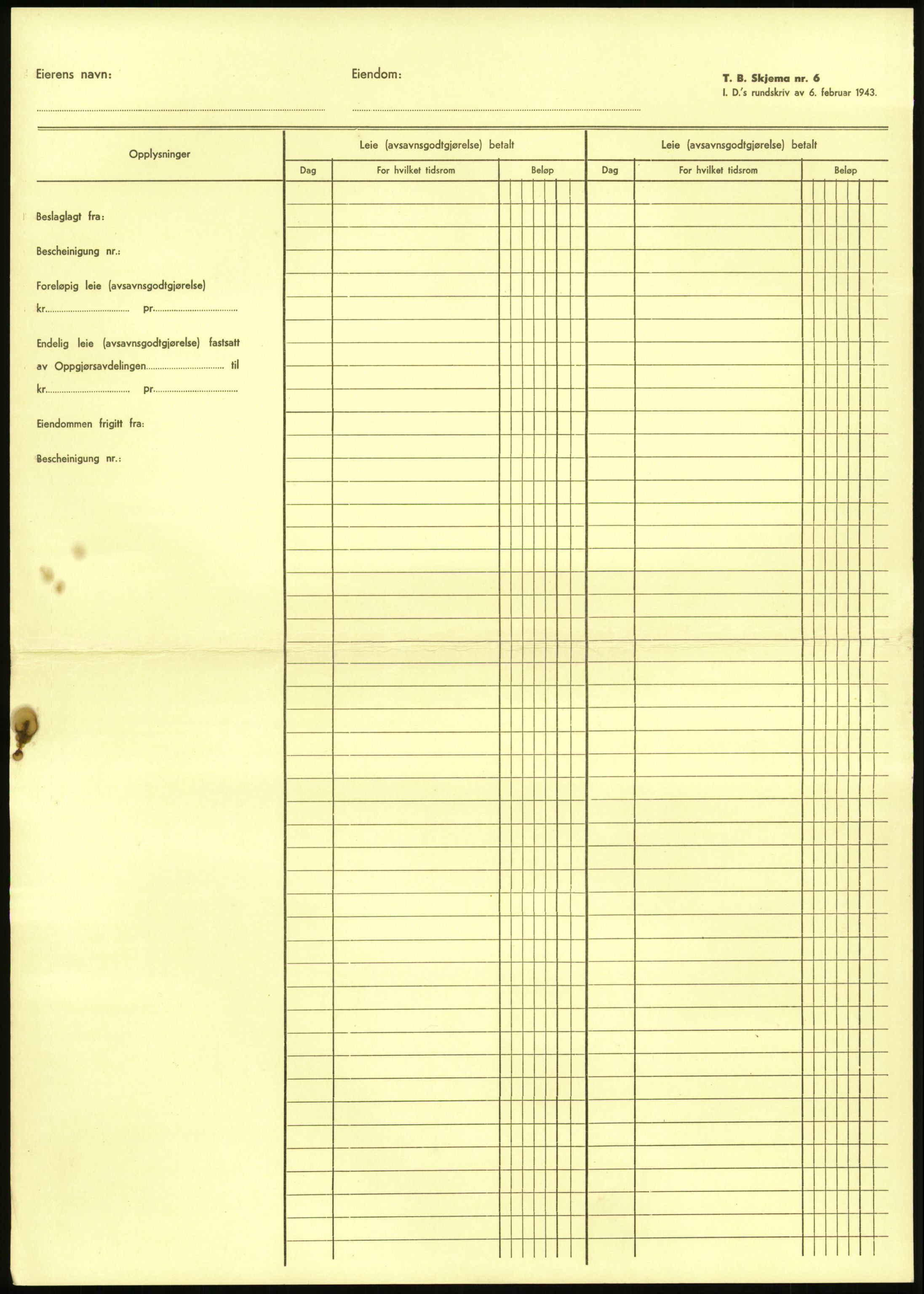 Forsvarsdepartementet, 10. kontor / Oppgjørskontoret, AV/RA-RAFA-1225/D/Db/L0177: Lista oppgjørskontor: Tyske beslagleggelser, 1941-1945, p. 3