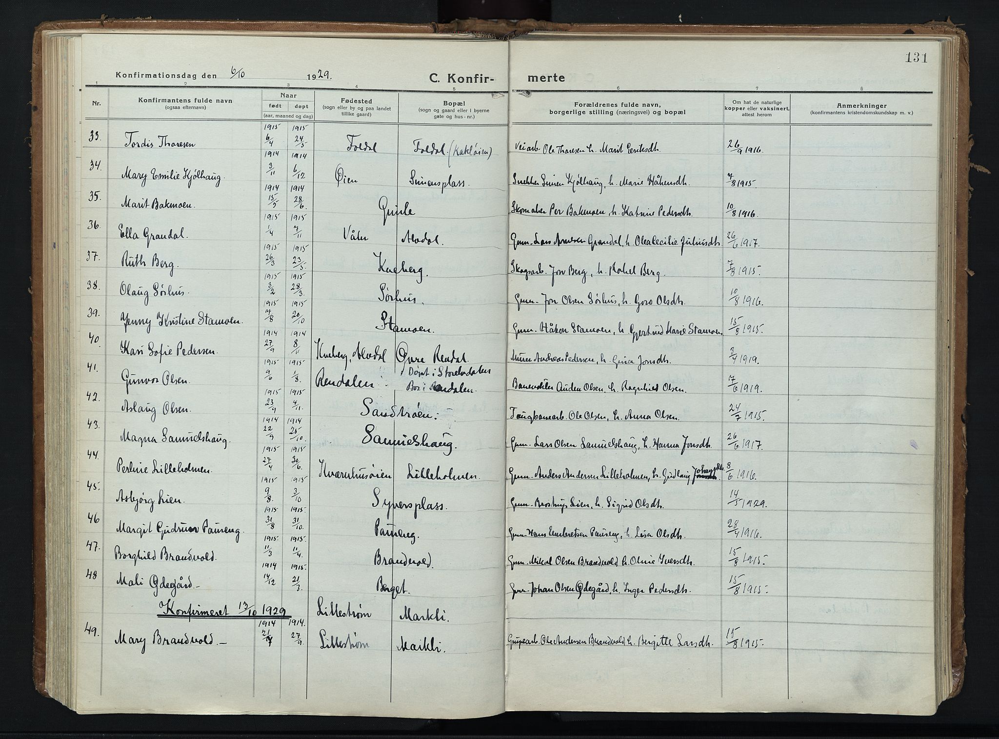 Alvdal prestekontor, AV/SAH-PREST-060/H/Ha/Haa/L0006: Parish register (official) no. 6, 1920-1937, p. 131