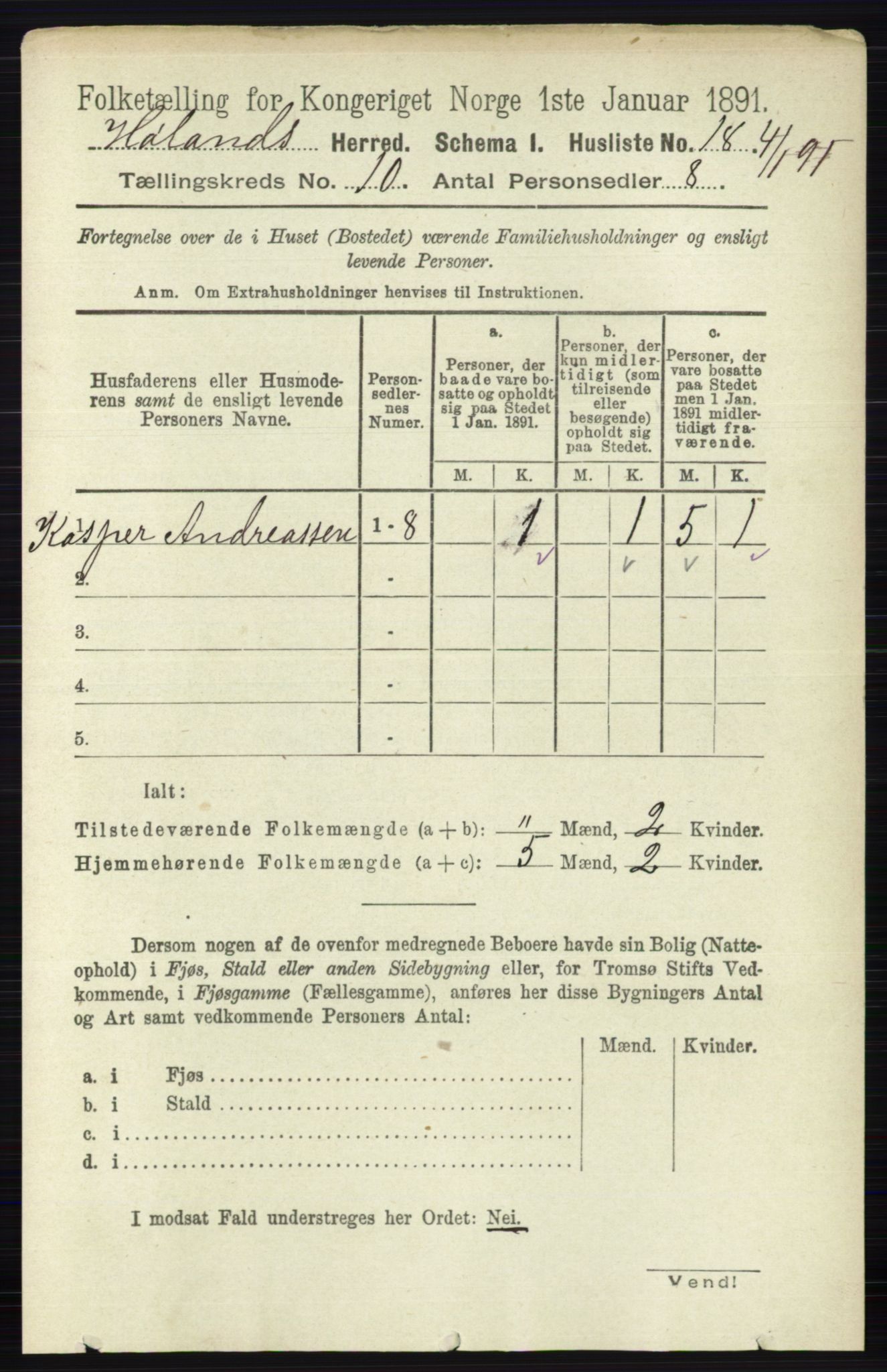 RA, 1891 census for 0221 Høland, 1891, p. 6522