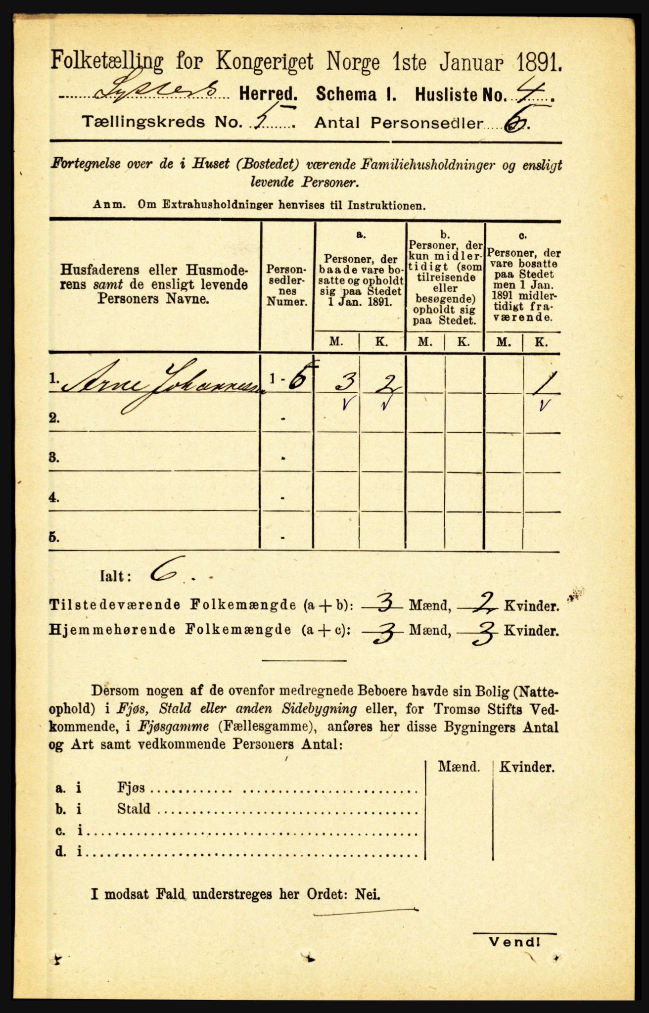 RA, 1891 census for 1426 Luster, 1891, p. 1481