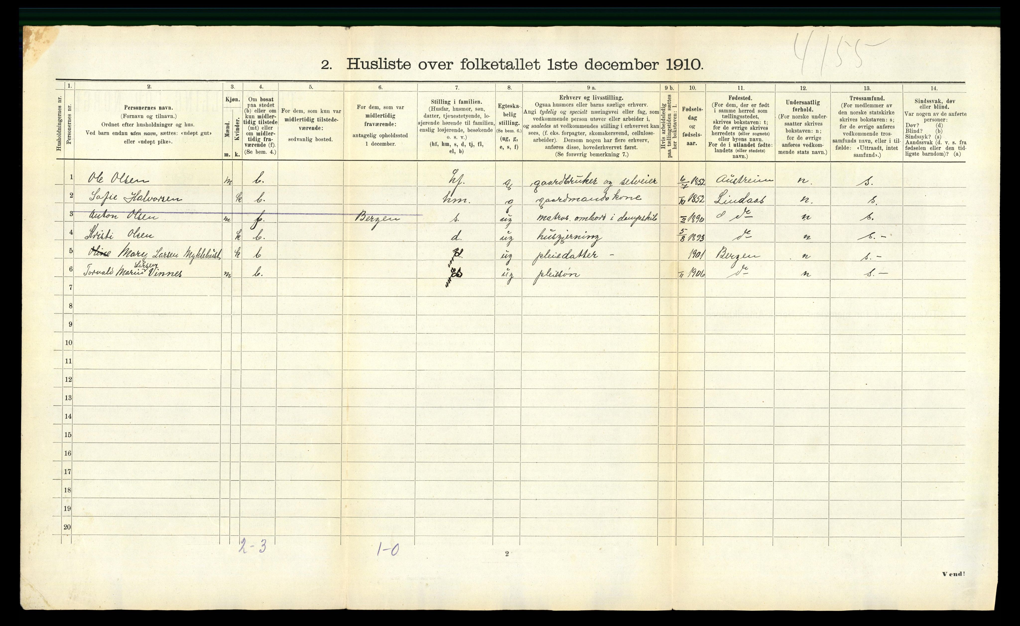RA, 1910 census for Masfjorden, 1910, p. 53
