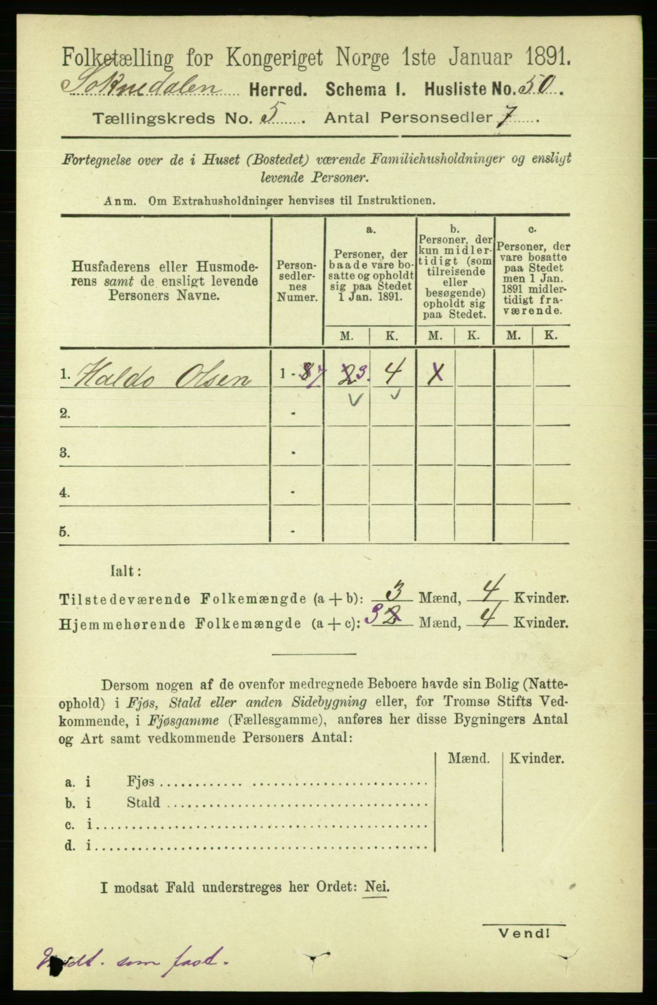 RA, 1891 census for 1649 Soknedal, 1891, p. 2083