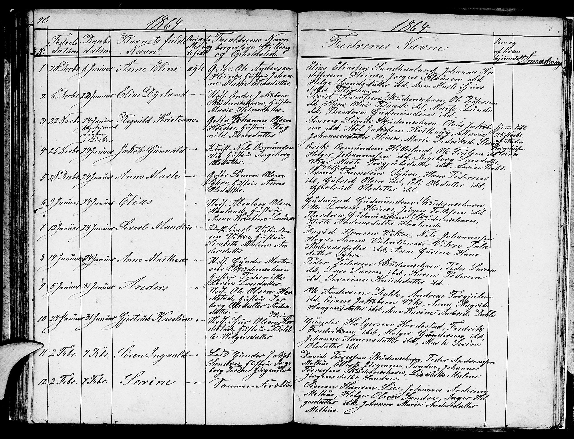 Skudenes sokneprestkontor, SAST/A -101849/H/Ha/Hab/L0001: Parish register (copy) no. B 1, 1848-1864, p. 96