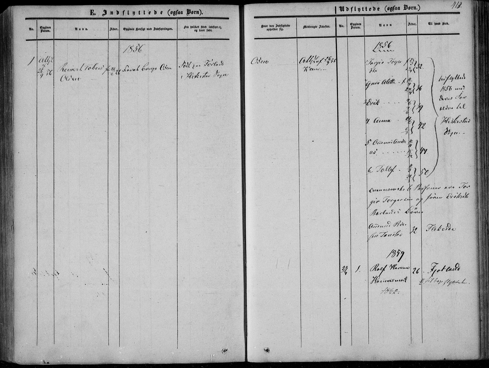 Sirdal sokneprestkontor, AV/SAK-1111-0036/F/Fa/Fab/L0002: Parish register (official) no. A 2, 1855-1874, p. 413