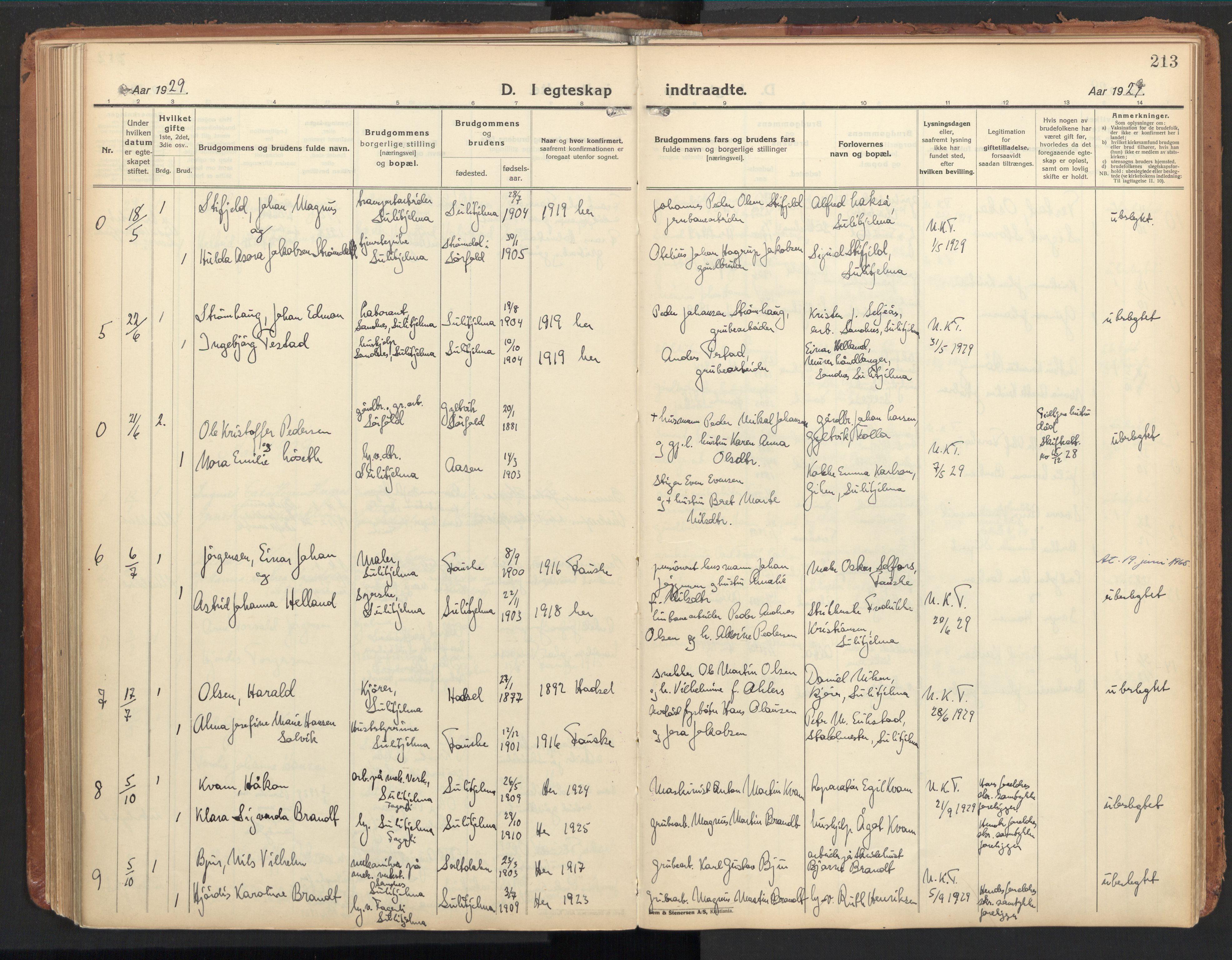 Ministerialprotokoller, klokkerbøker og fødselsregistre - Nordland, AV/SAT-A-1459/850/L0716: Curate's parish register no. 850B06, 1924-1938, p. 213