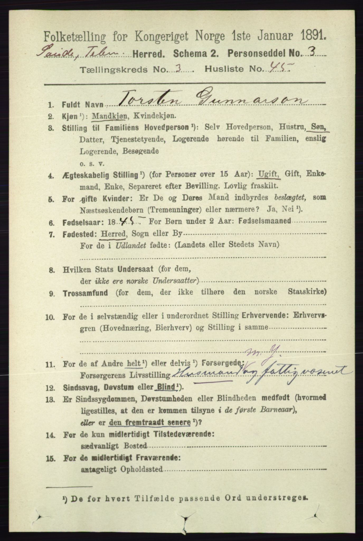 RA, 1891 census for 0822 Sauherad, 1891, p. 958