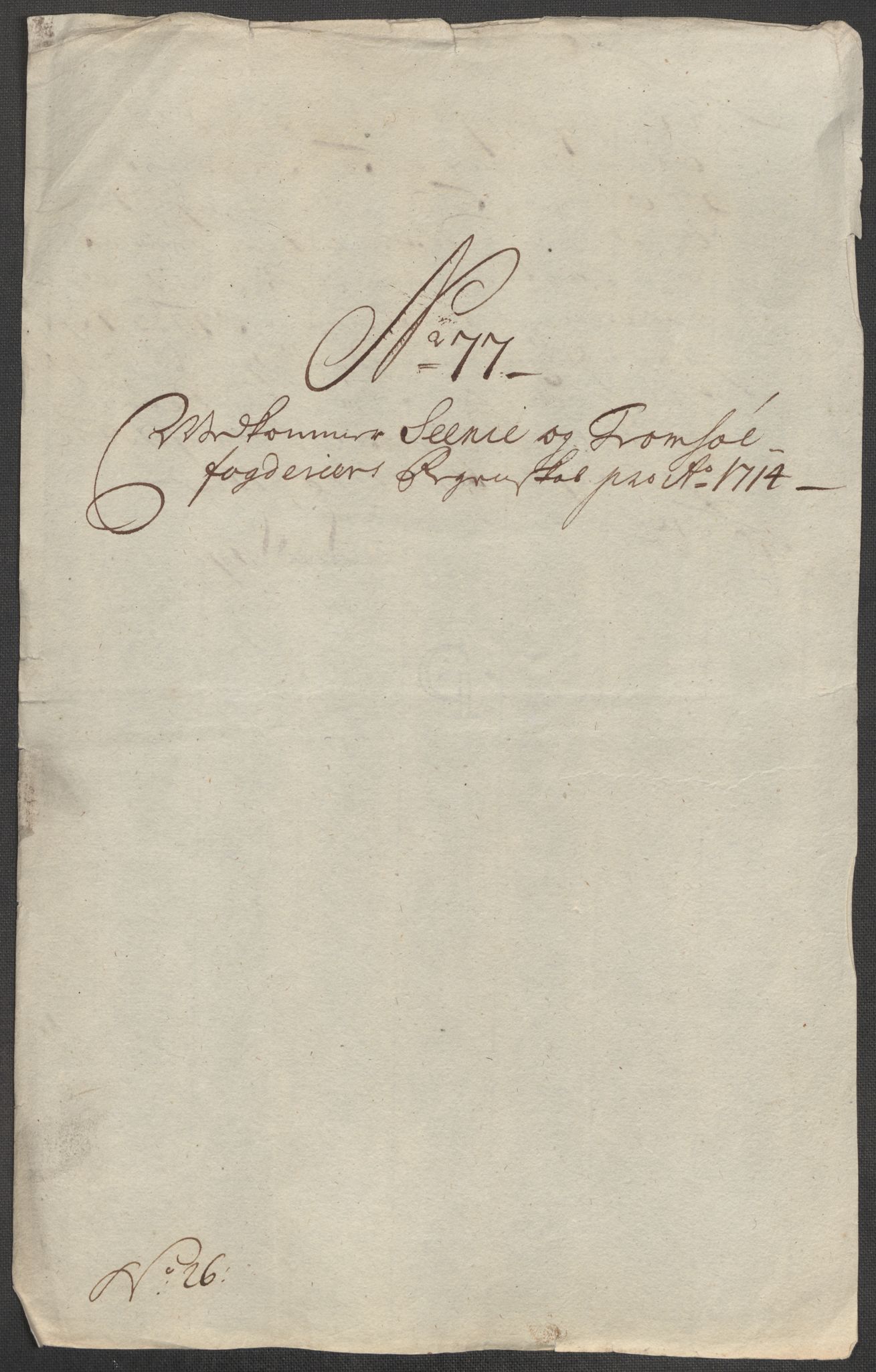 Rentekammeret inntil 1814, Reviderte regnskaper, Fogderegnskap, AV/RA-EA-4092/R68/L4760: Fogderegnskap Senja og Troms, 1714, p. 346