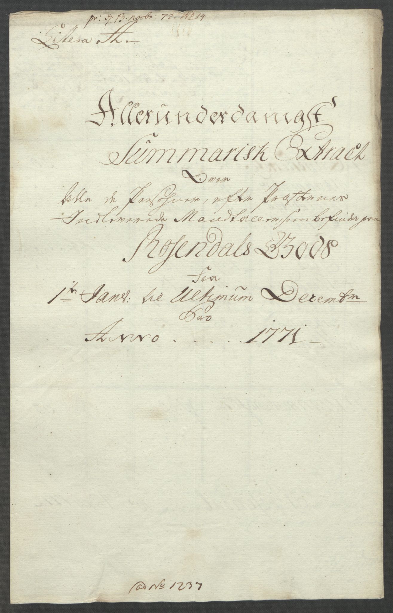 Rentekammeret inntil 1814, Reviderte regnskaper, Fogderegnskap, RA/EA-4092/R49/L3157: Ekstraskatten Rosendal Baroni, 1762-1772, p. 329