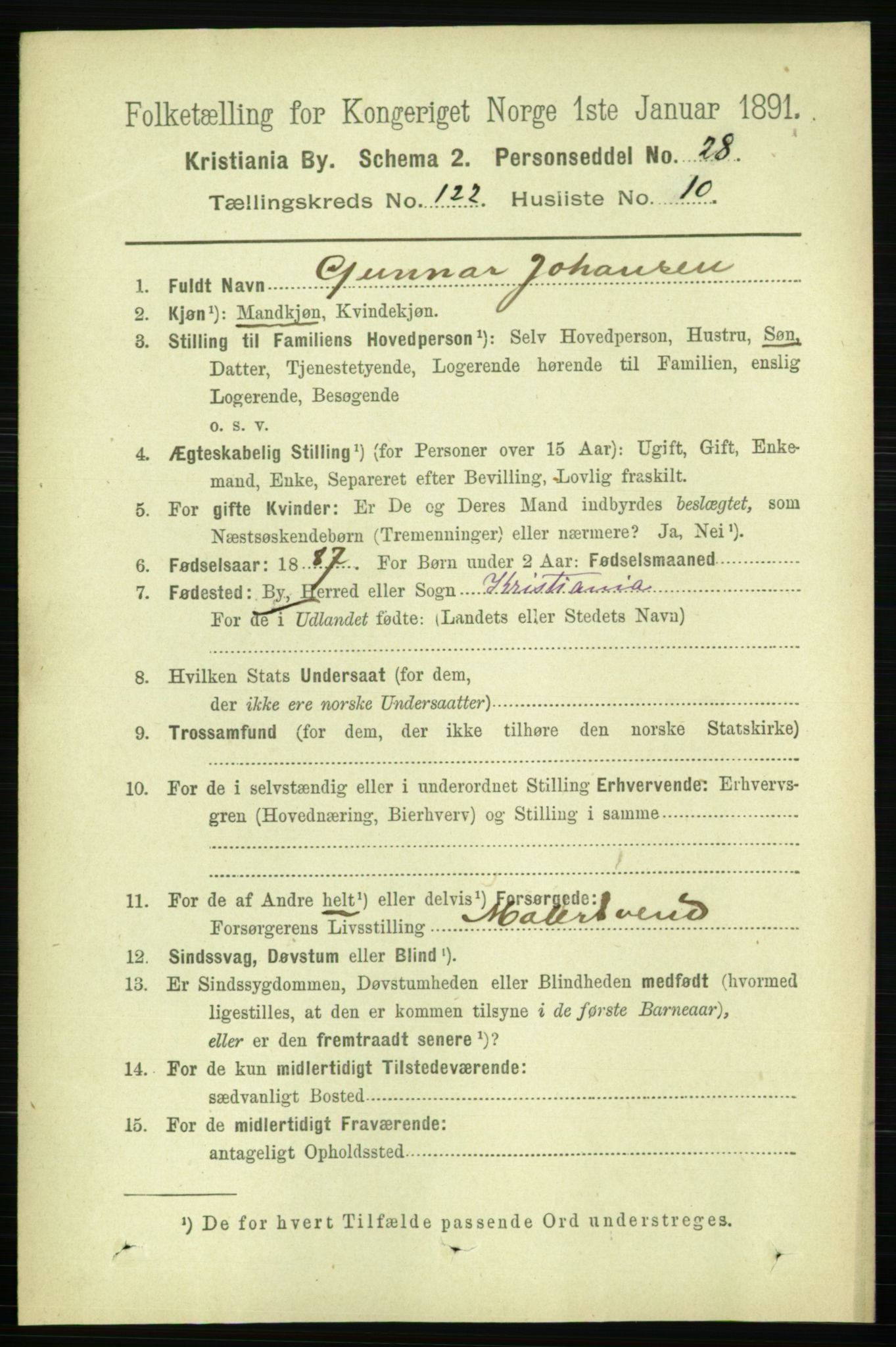 RA, 1891 census for 0301 Kristiania, 1891, p. 65055
