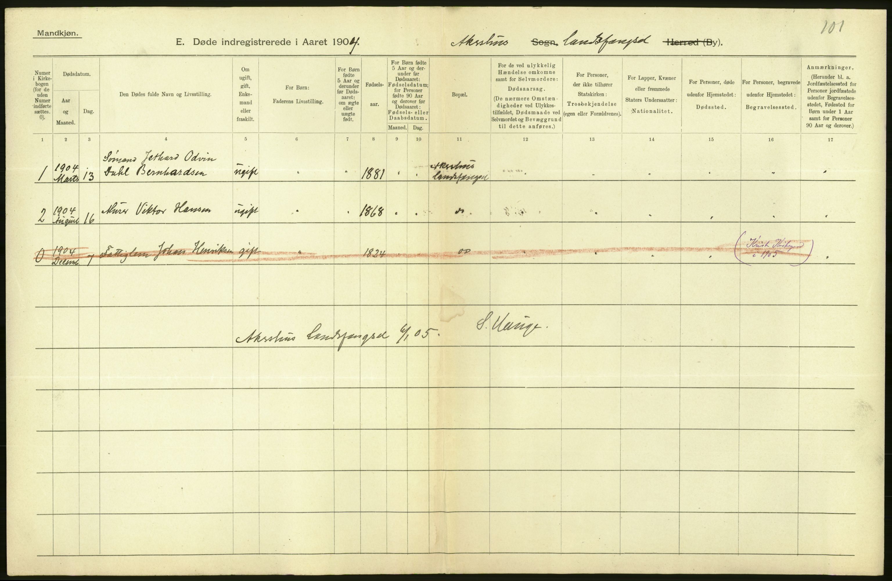 Statistisk sentralbyrå, Sosiodemografiske emner, Befolkning, AV/RA-S-2228/D/Df/Dfa/Dfab/L0004: Kristiania: Gifte, døde, 1904, p. 496