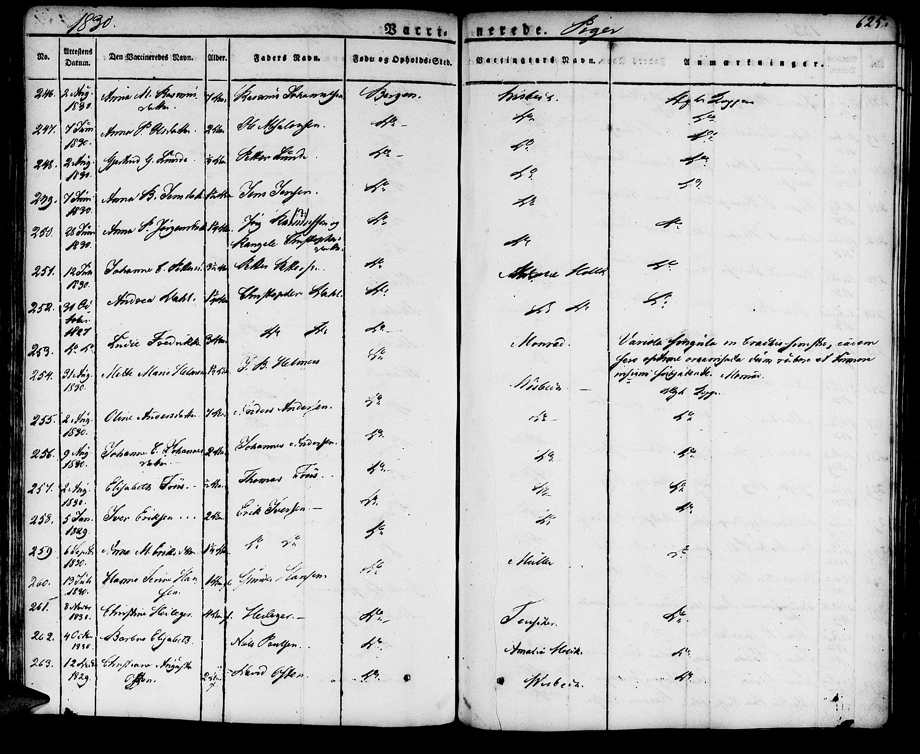 Domkirken sokneprestembete, AV/SAB-A-74801/H/Haa/L0012: Parish register (official) no. A 12, 1821-1840, p. 625