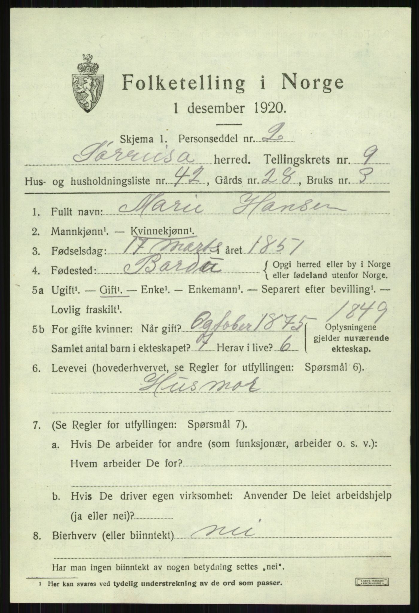 SATØ, 1920 census for Sørreisa, 1920, p. 4592