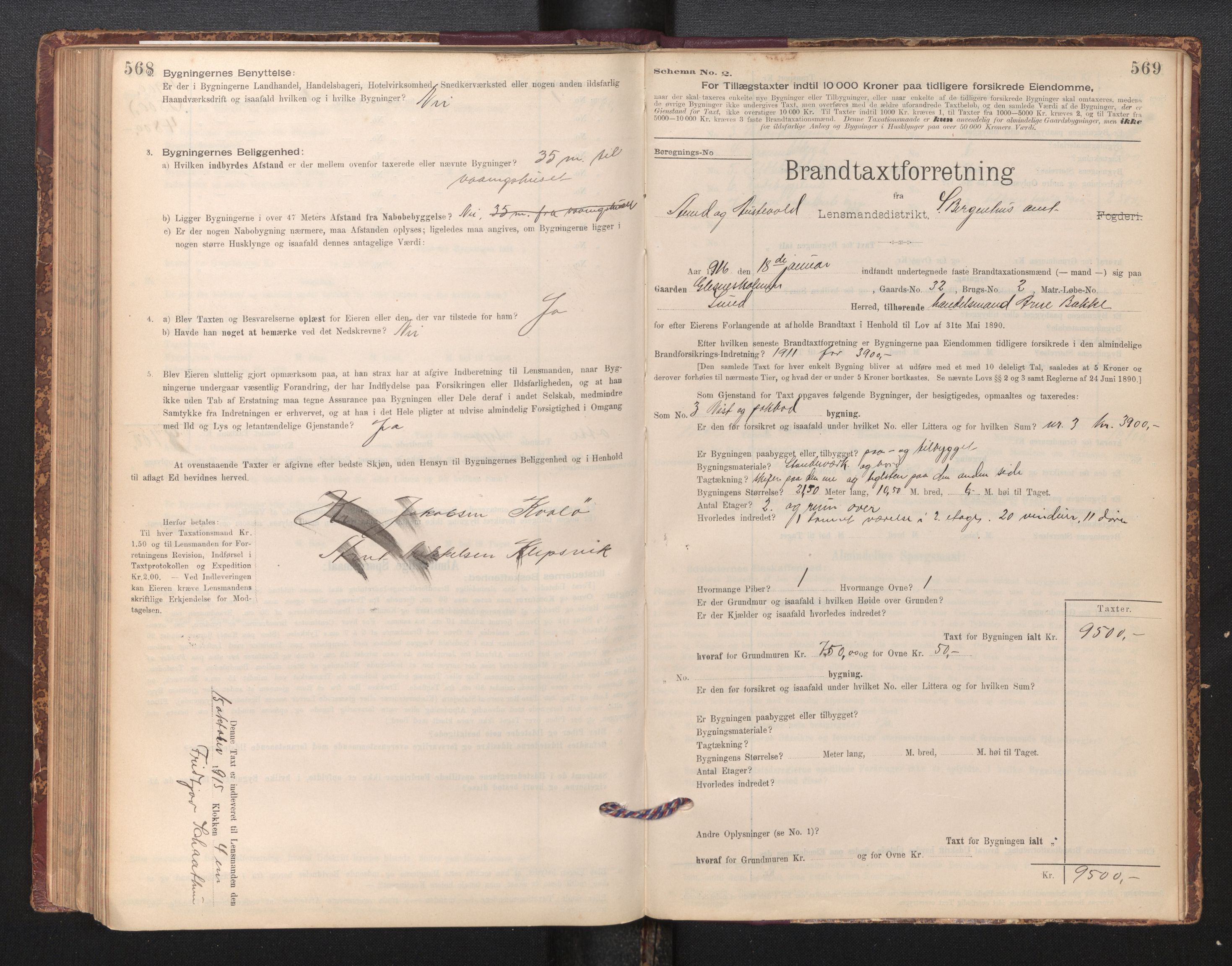 Lensmannen i Sund og Austevoll, SAB/A-35201/0012/L0003: Branntakstprotokoll, skjematakst, 1894-1917, p. 568-569