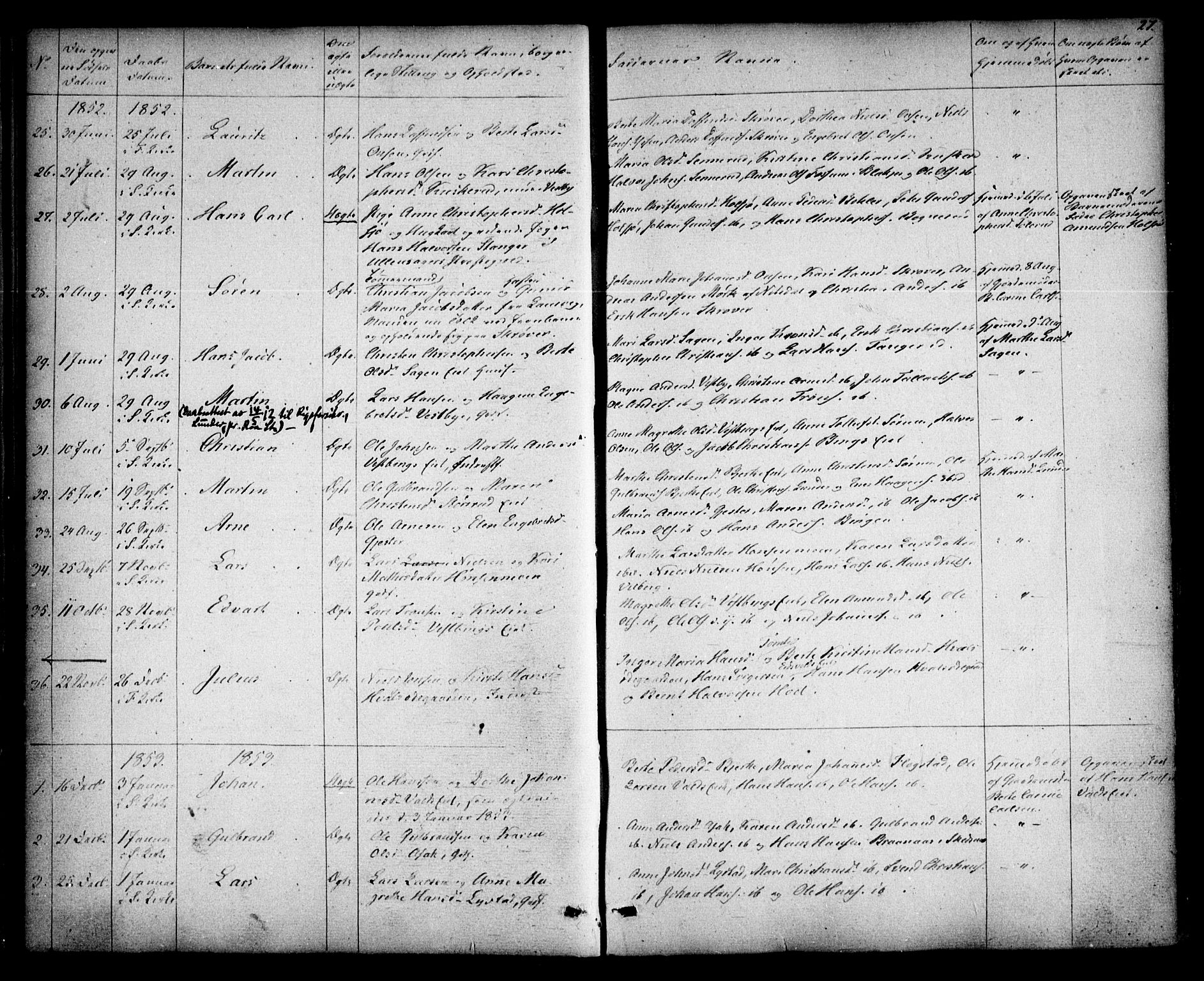 Sørum prestekontor Kirkebøker, SAO/A-10303/F/Fa/L0005: Parish register (official) no. I 5, 1846-1863, p. 27