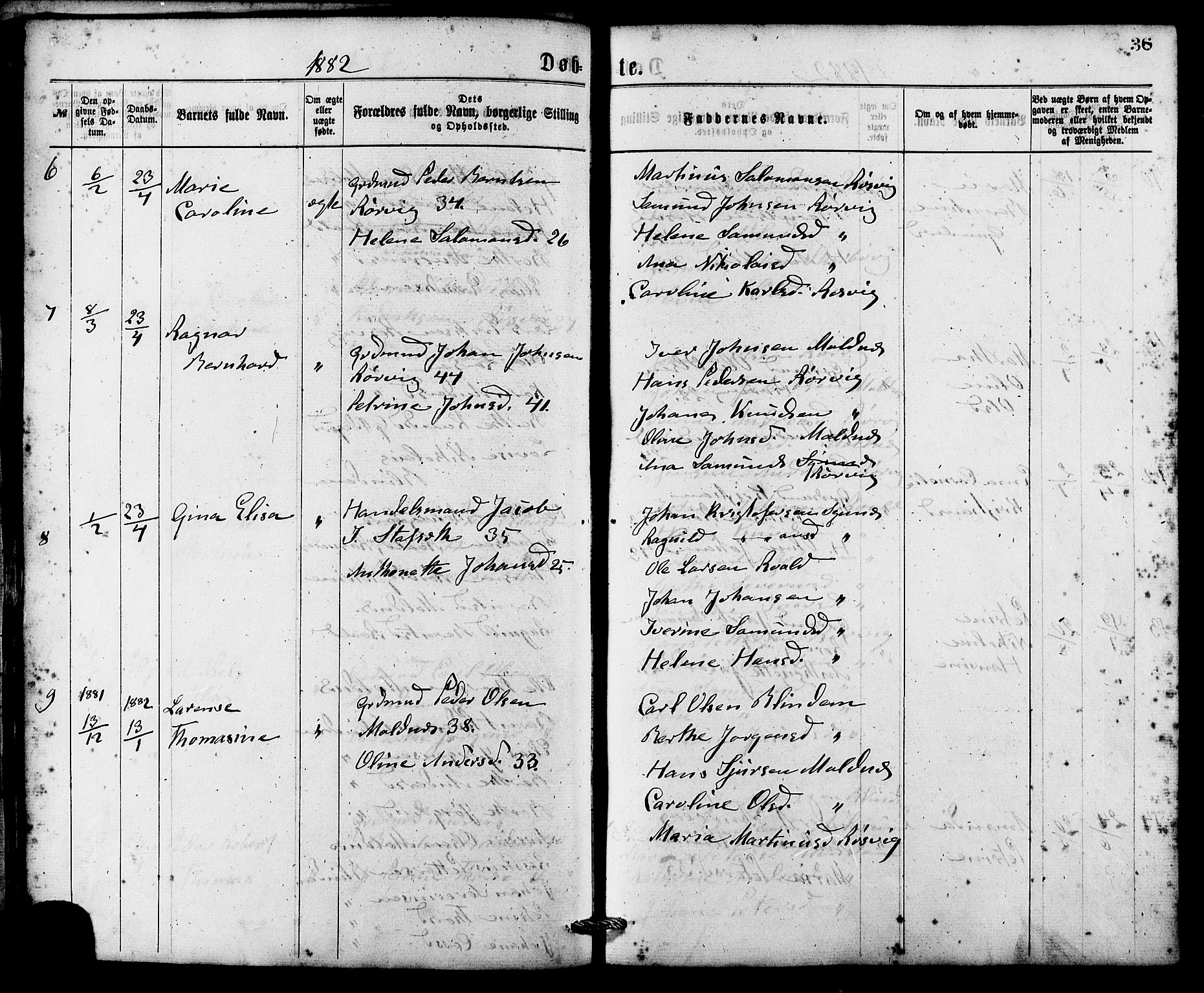 Ministerialprotokoller, klokkerbøker og fødselsregistre - Møre og Romsdal, AV/SAT-A-1454/537/L0519: Parish register (official) no. 537A03, 1876-1889, p. 36