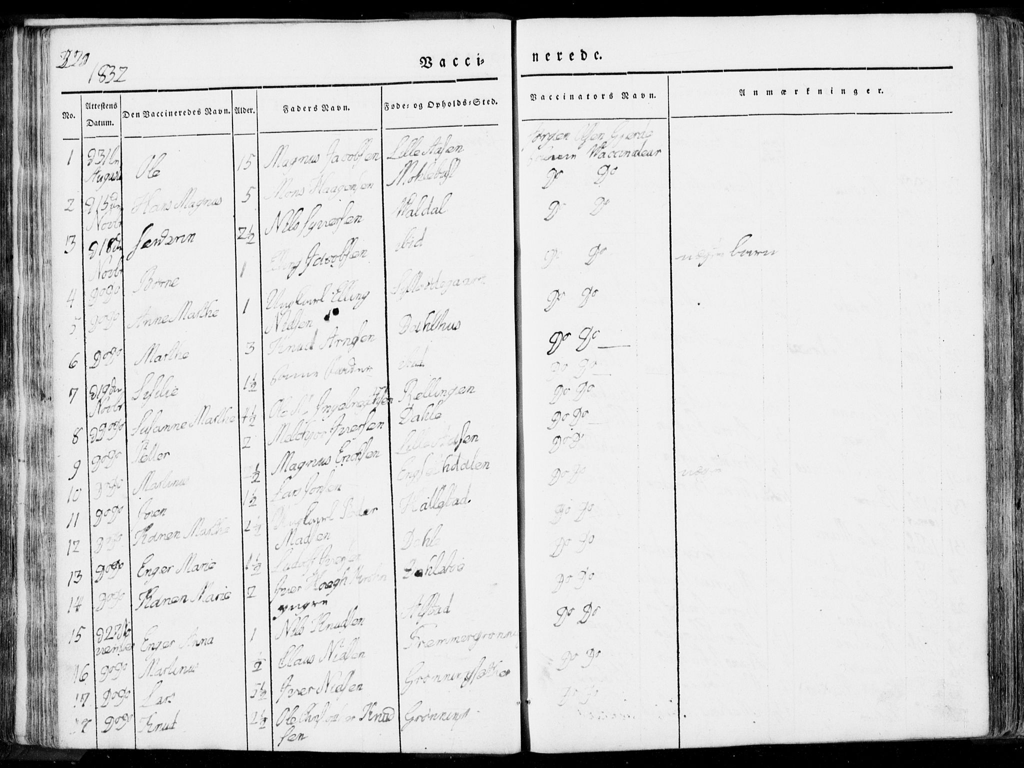 Ministerialprotokoller, klokkerbøker og fødselsregistre - Møre og Romsdal, AV/SAT-A-1454/519/L0248: Parish register (official) no. 519A07, 1829-1860, p. 220