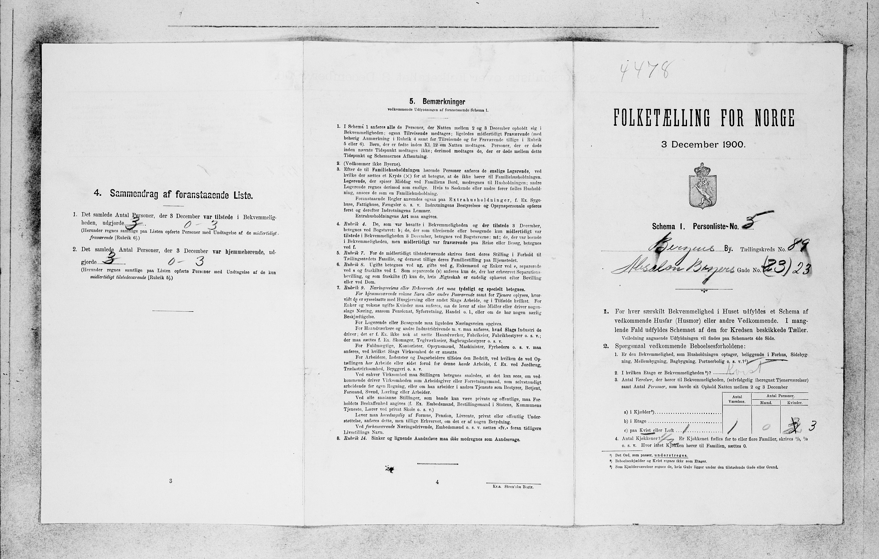 SAB, 1900 census for Bergen, 1900, p. 19547