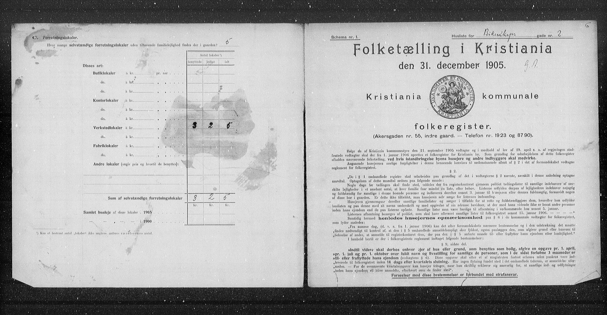 OBA, Municipal Census 1905 for Kristiania, 1905, p. 2297