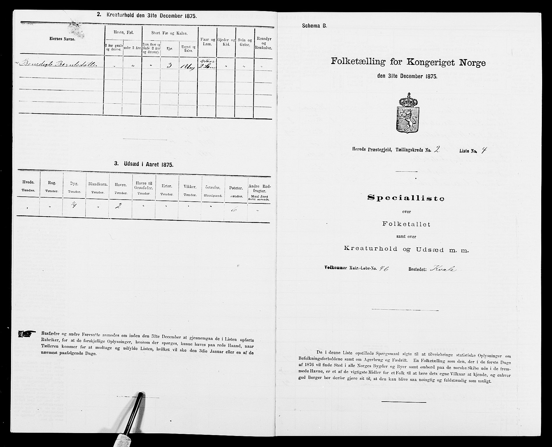 SAK, 1875 census for 1039P Herad, 1875, p. 158