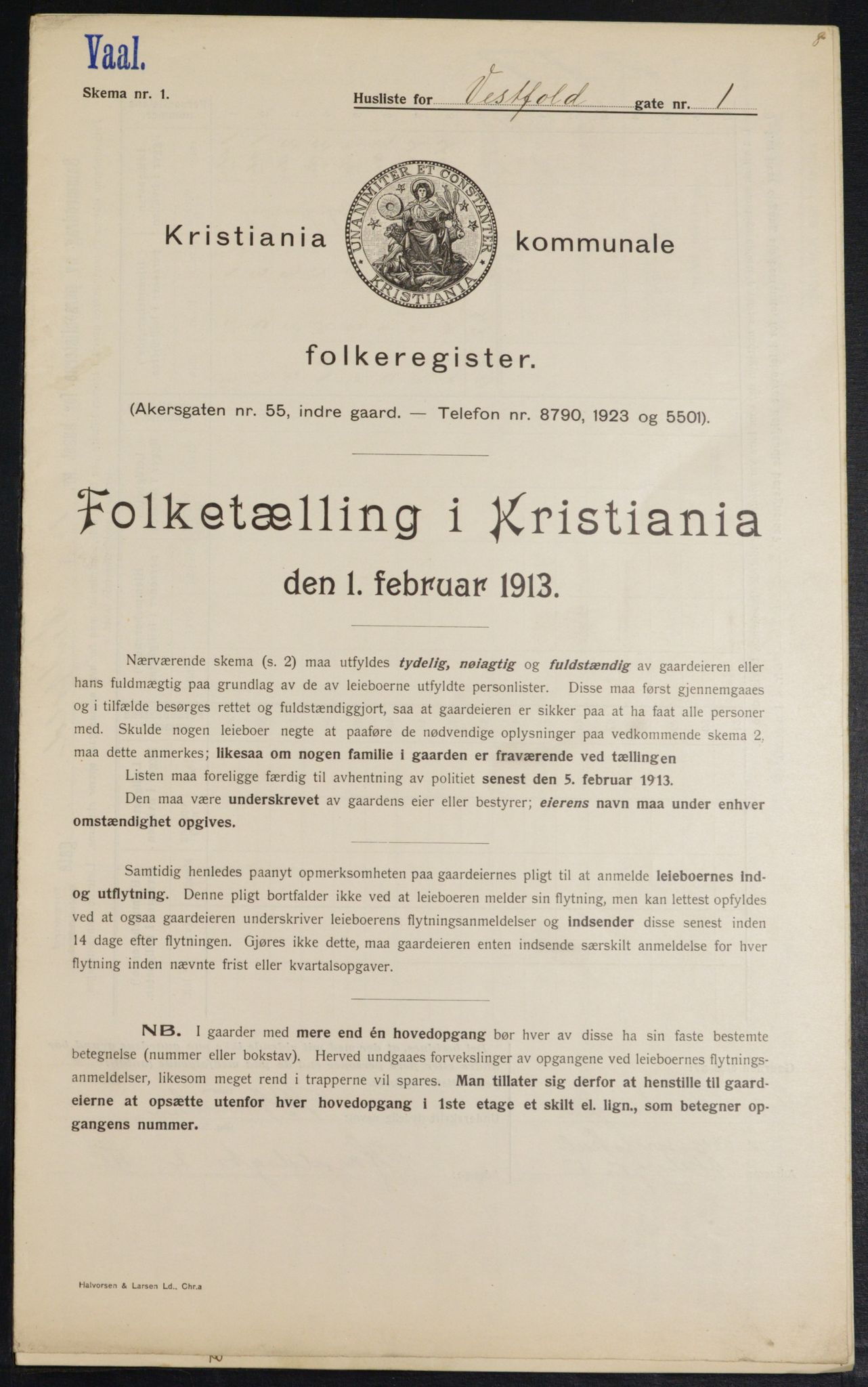 OBA, Municipal Census 1913 for Kristiania, 1913, p. 122229