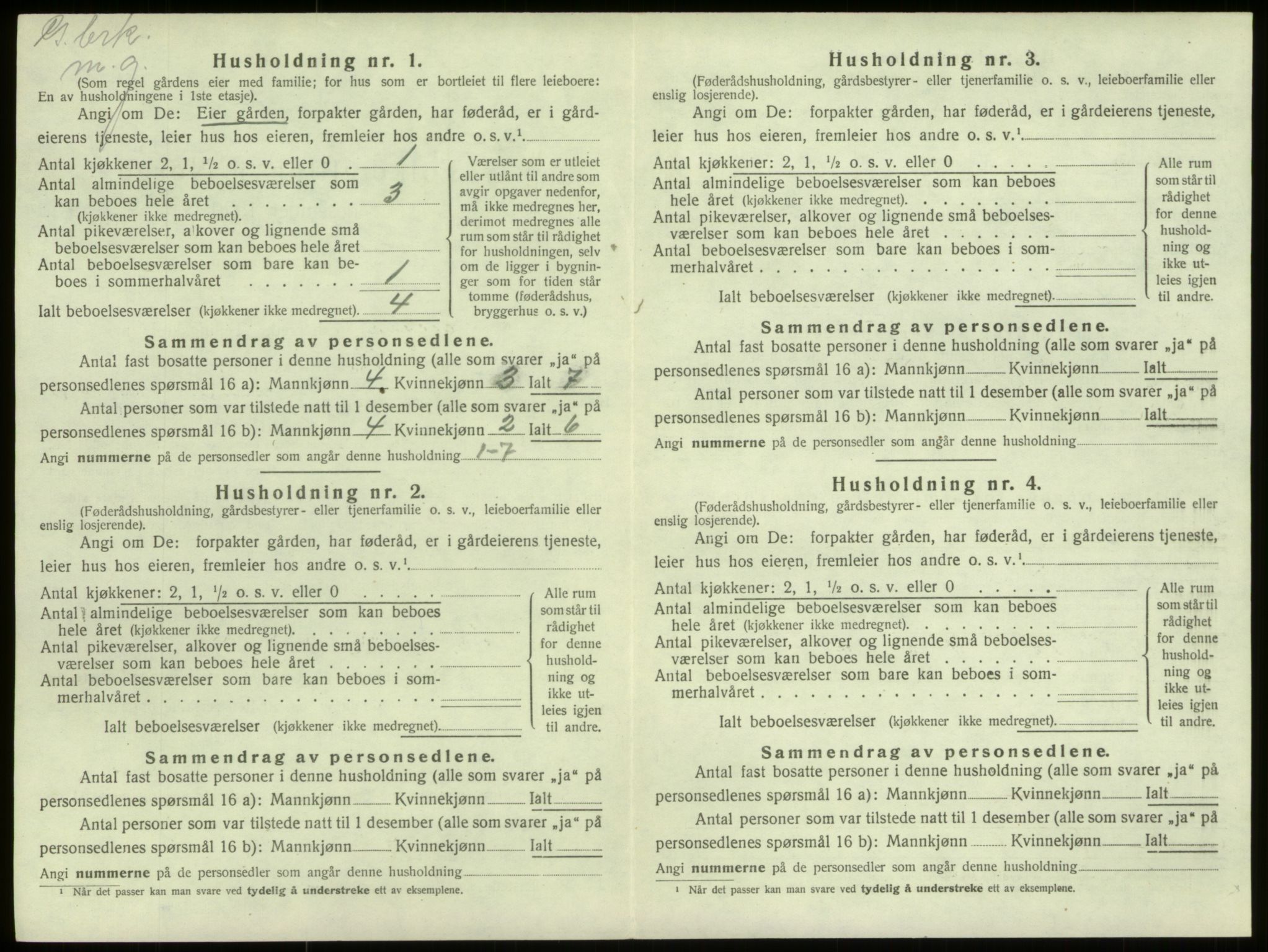 SAB, 1920 census for Selje, 1920, p. 458