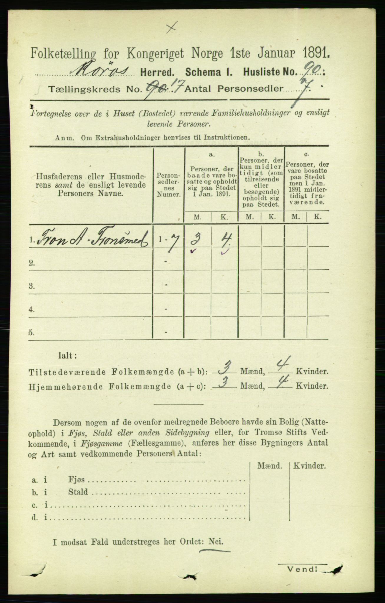 RA, 1891 census for 1640 Røros, 1891, p. 4338