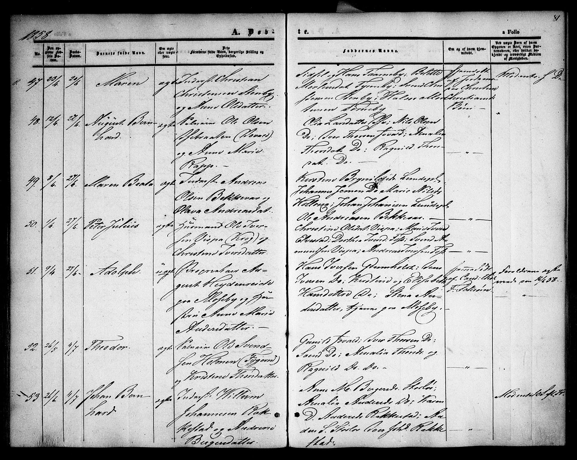 Rødenes prestekontor Kirkebøker, AV/SAO-A-2005/F/Fa/L0006: Parish register (official) no. I 6, 1850-1859, p. 81