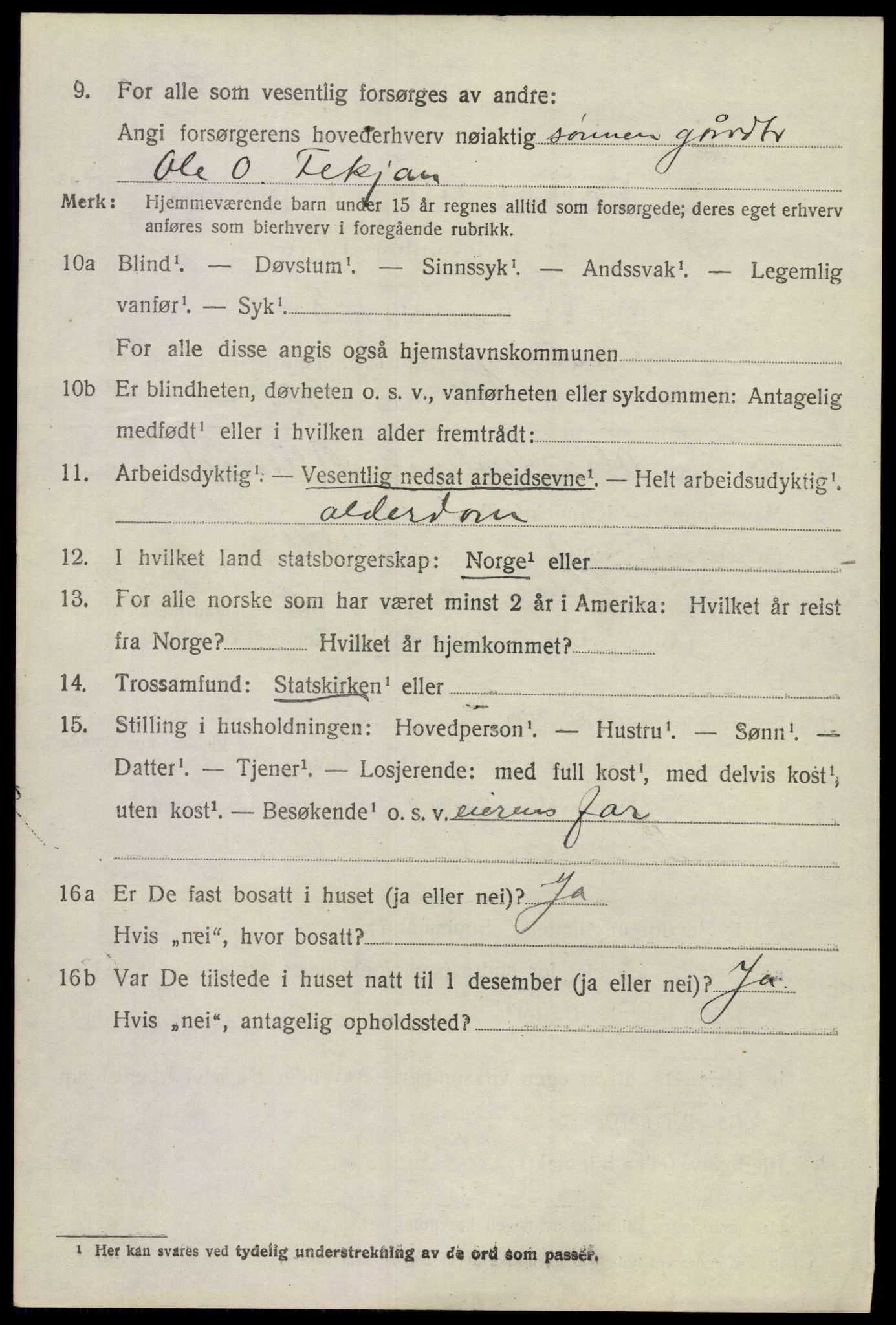 SAKO, 1920 census for Flesberg, 1920, p. 3520