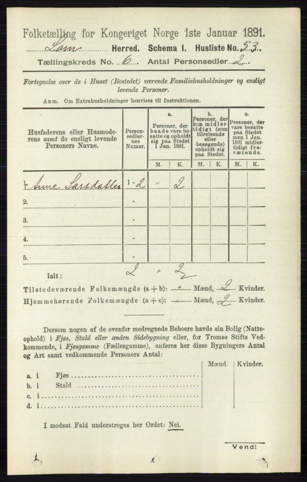 RA, 1891 census for 0514 Lom, 1891, p. 2356