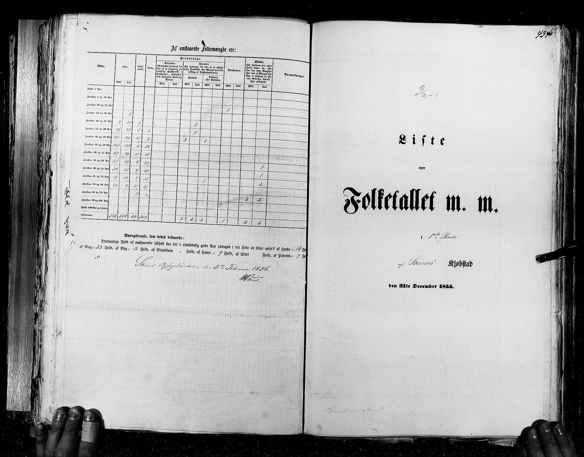 RA, Census 1855, vol. 7: Fredrikshald-Kragerø, 1855, p. 434